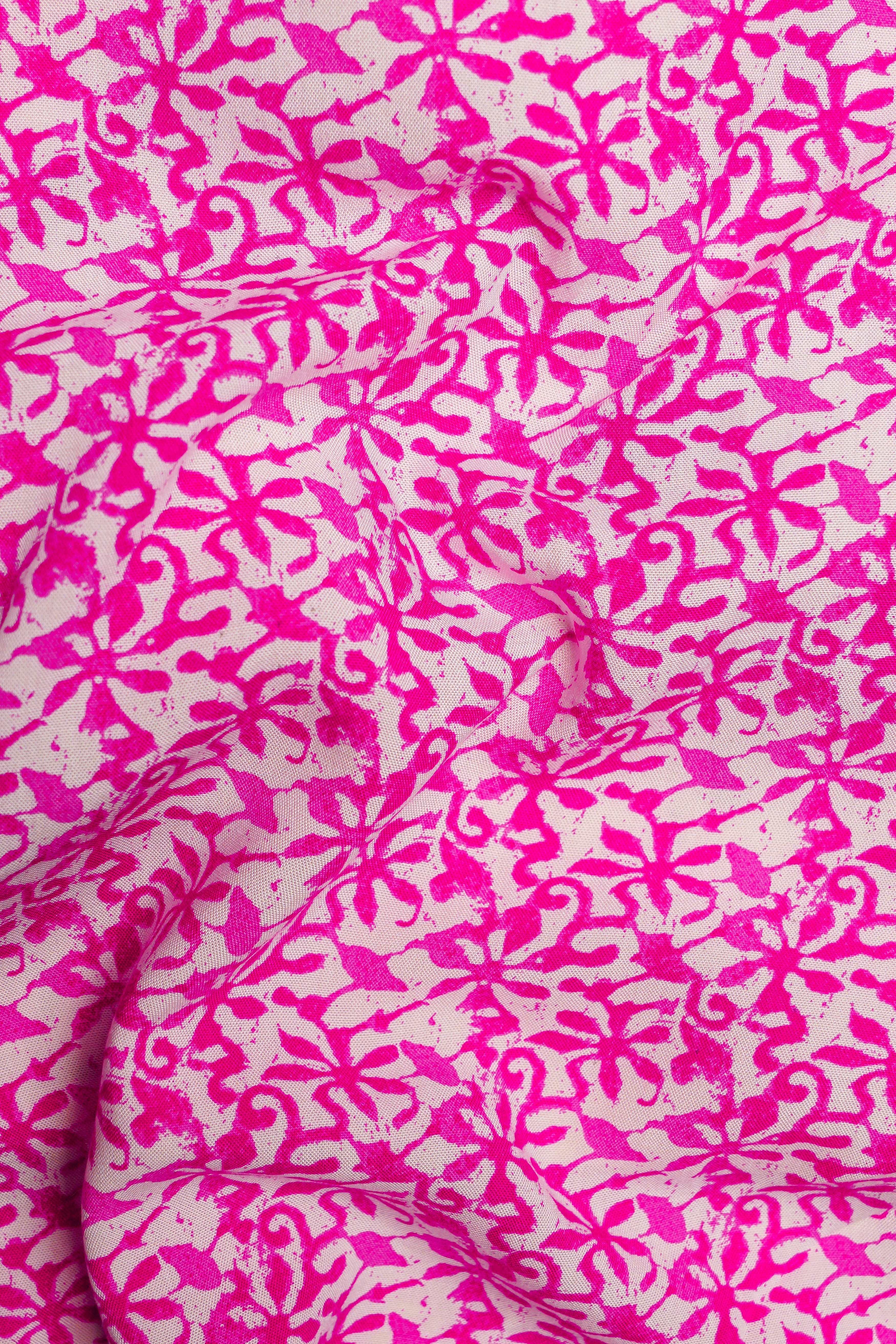 Fuchsia-Mulberry Pink Printed Super Soft Premium Tencel Shorts