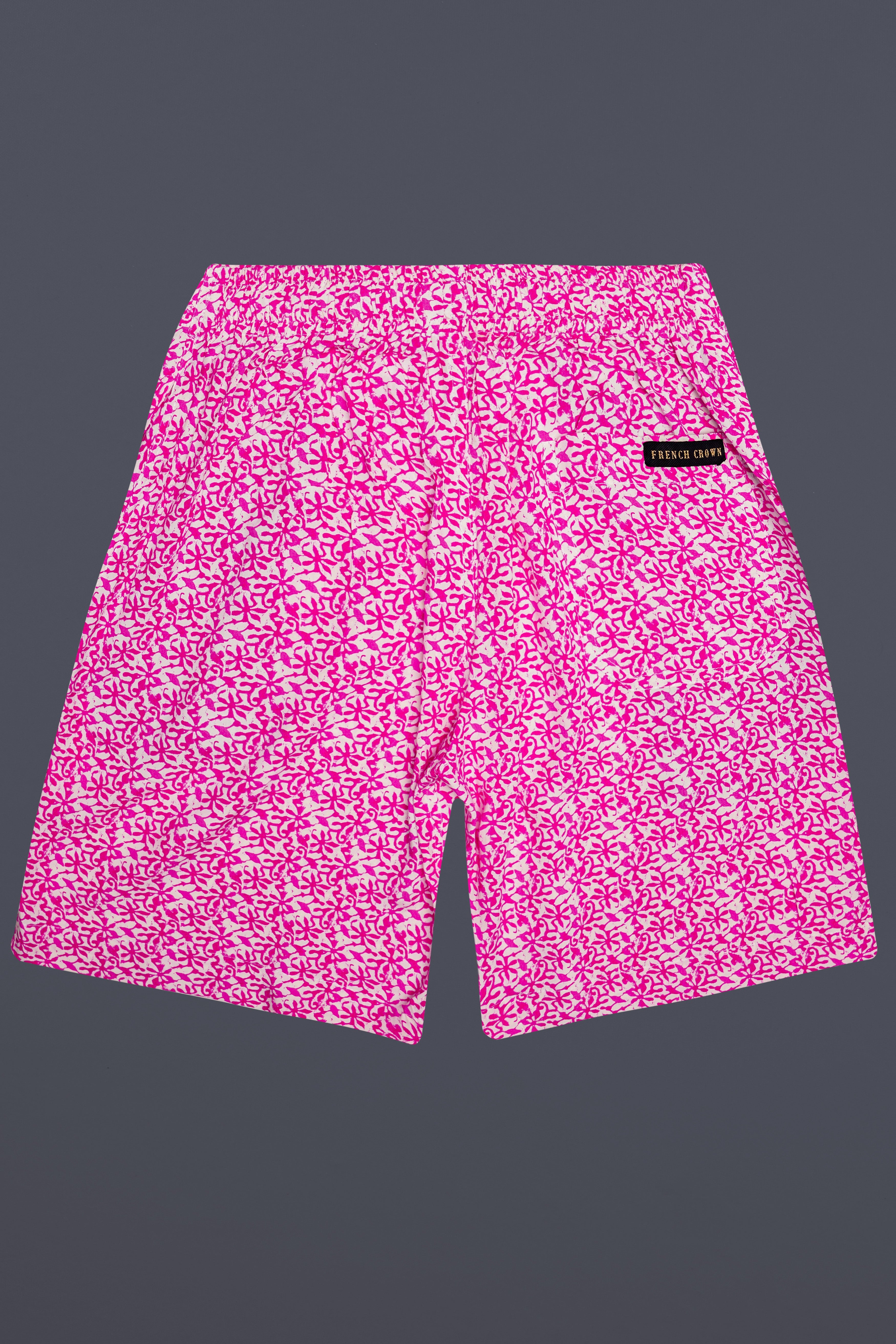 Fuchsia-Mulberry Pink Printed Super Soft Premium Tencel Shorts