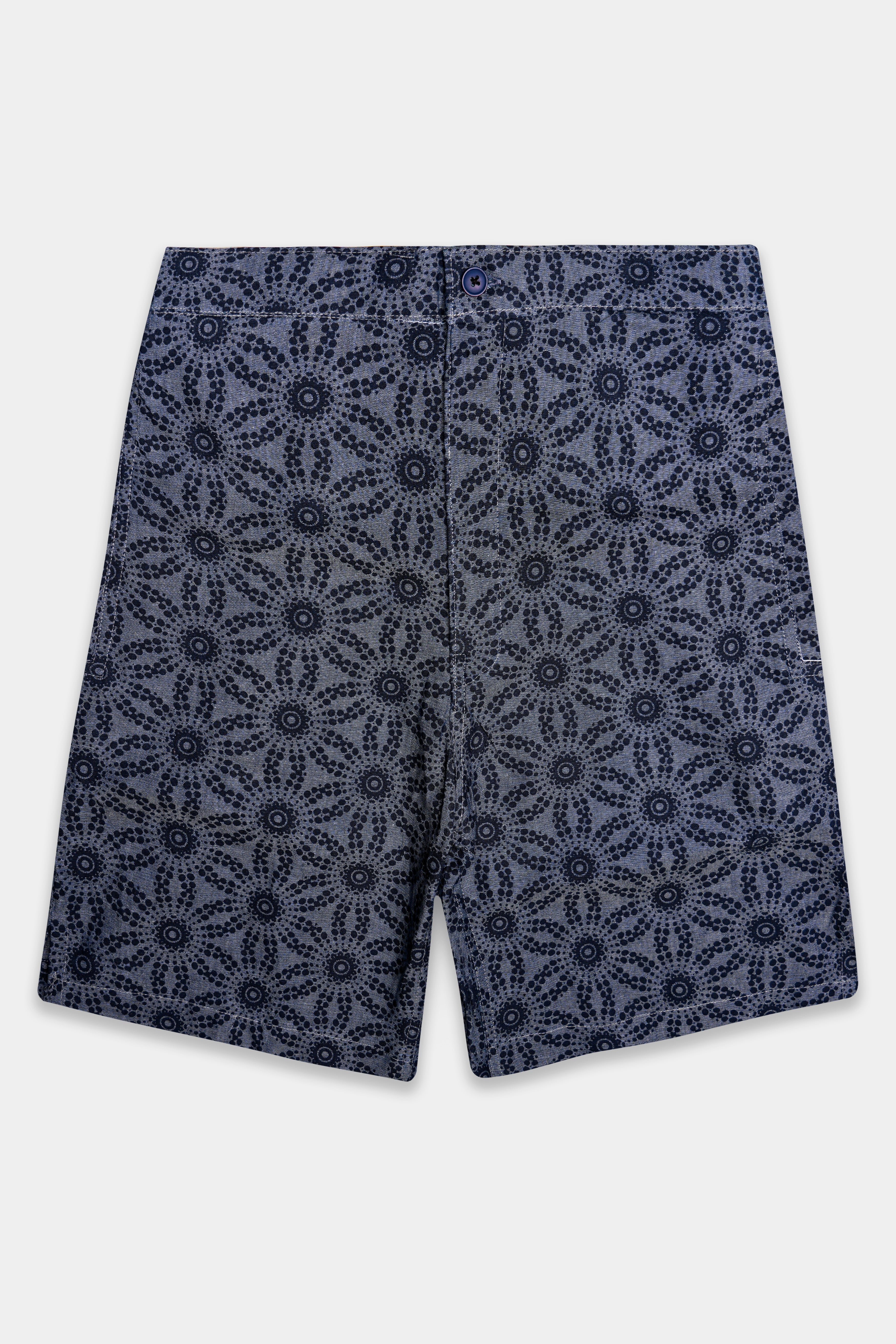 Flint-Trout Gray Printed Premium Cotton Denim Shorts