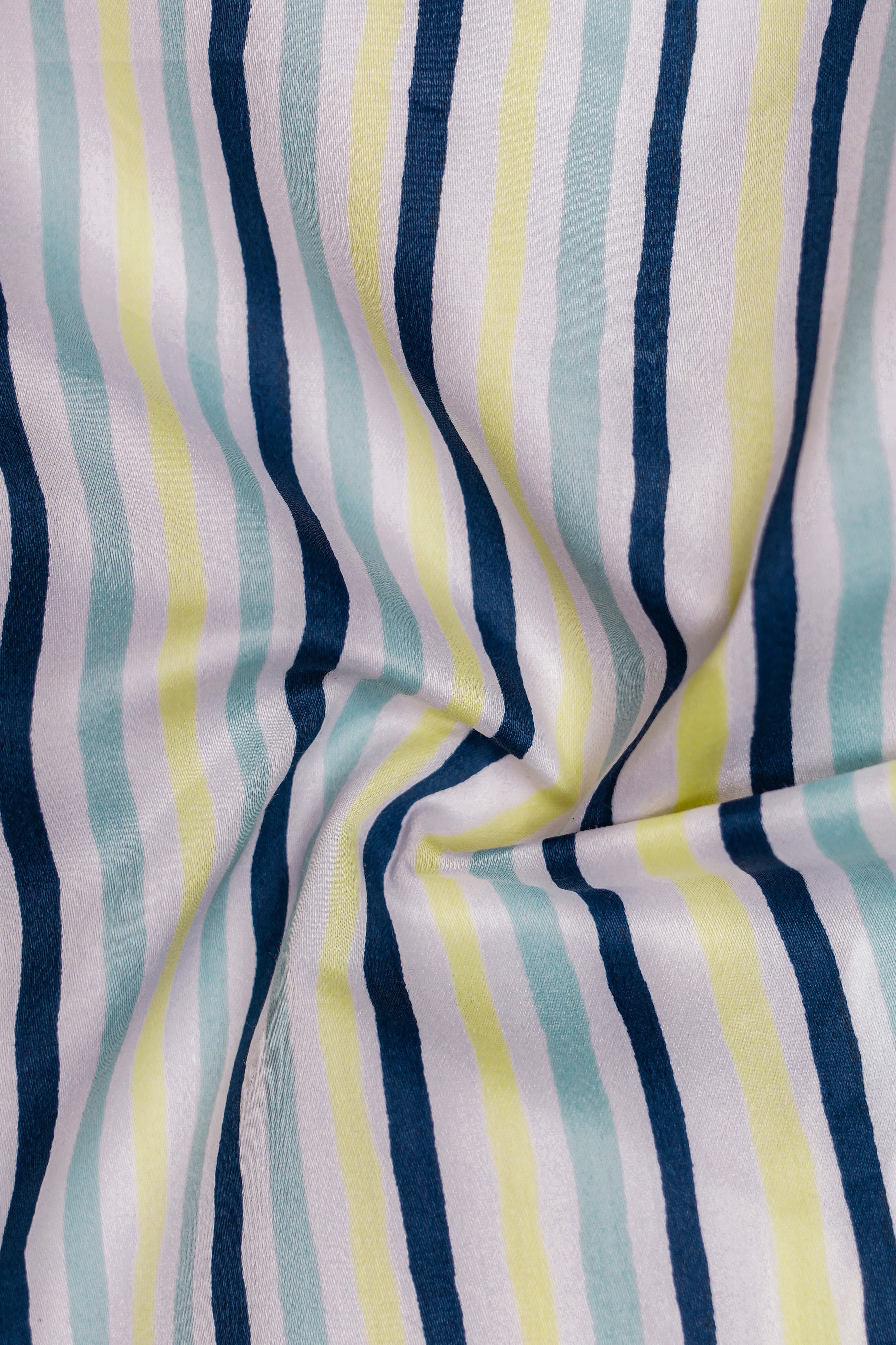 Flicker-Nepal Blue And Laser Yellow Multicolour Striped Super Soft Premium Cotton Shorts