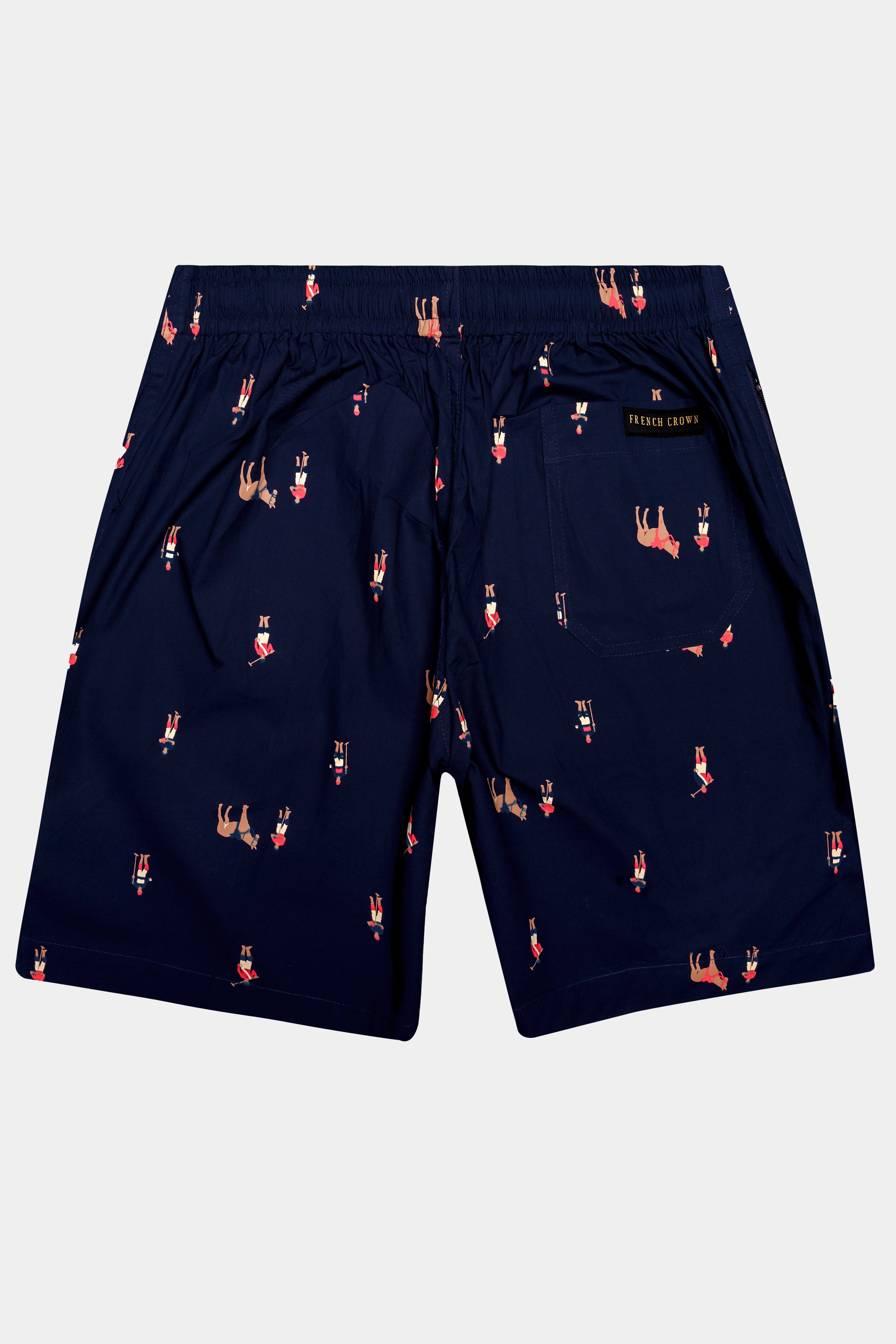 Sailor-Vulcan Blue Polo Printed Premium Cotton Shorts