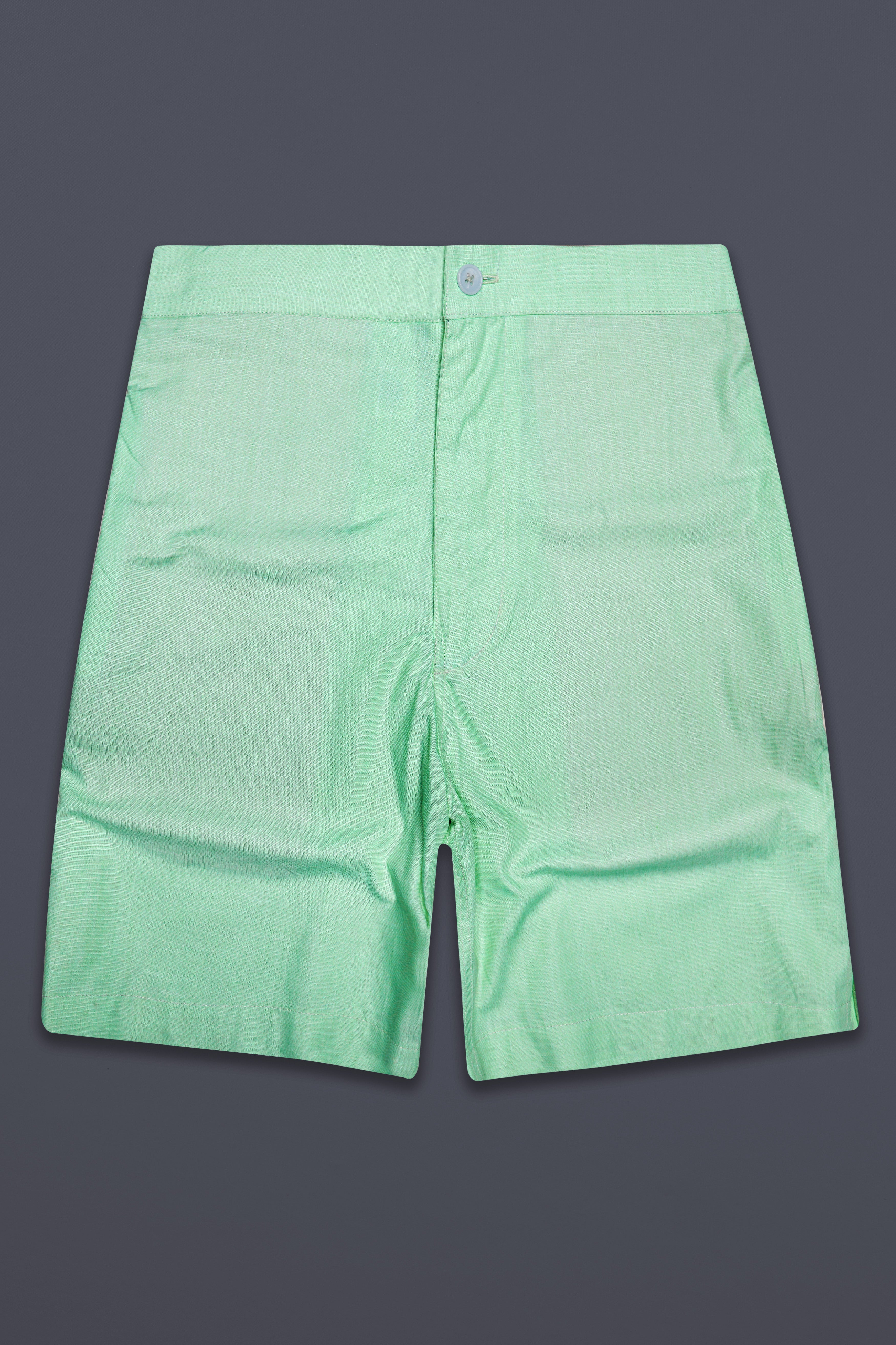 Glacier-Chinook Green Solid Chambray Premium Cotton Shorts