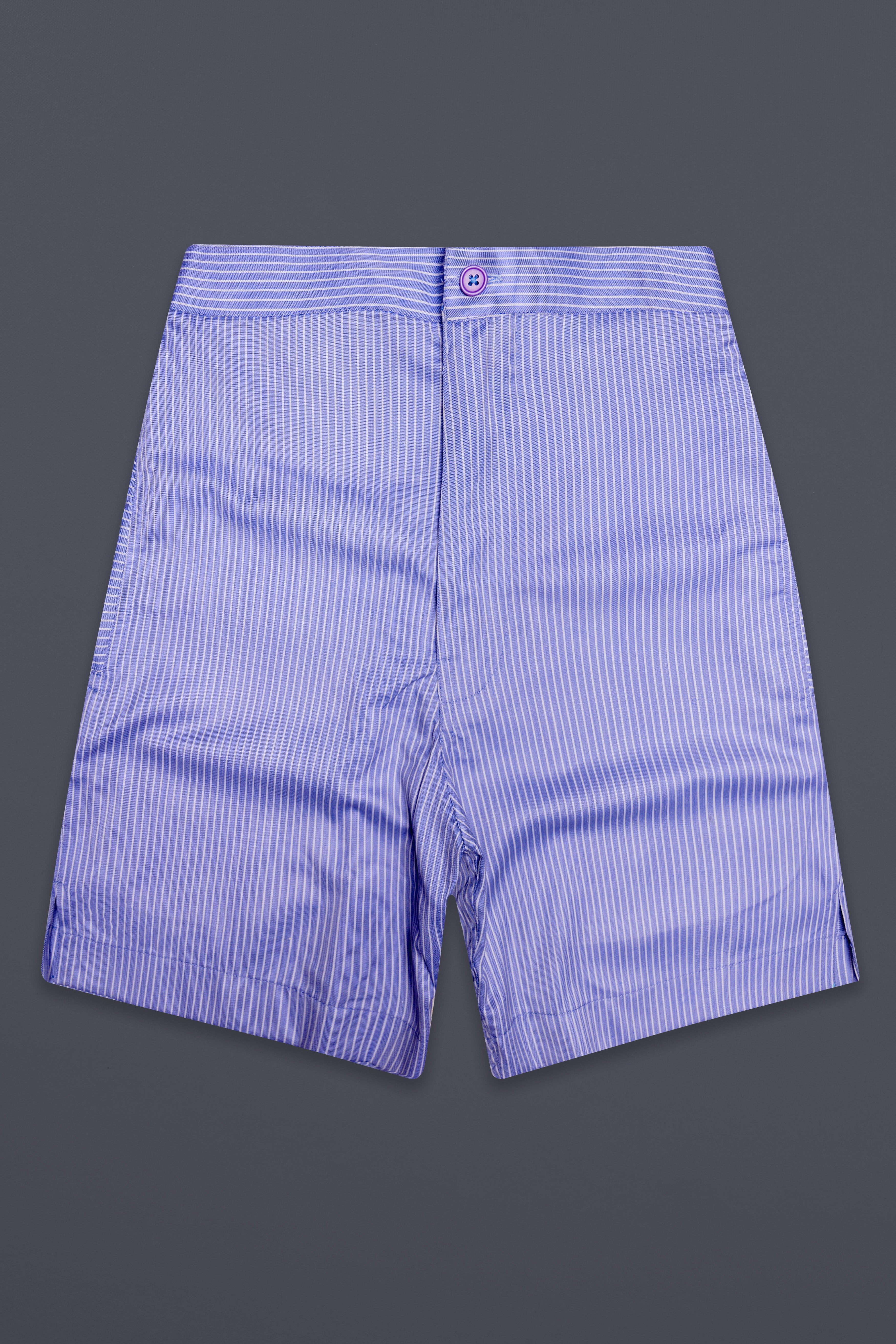 Noctis-Moonstone Blue Striped Dobby Textured Giza Cotton Shorts
