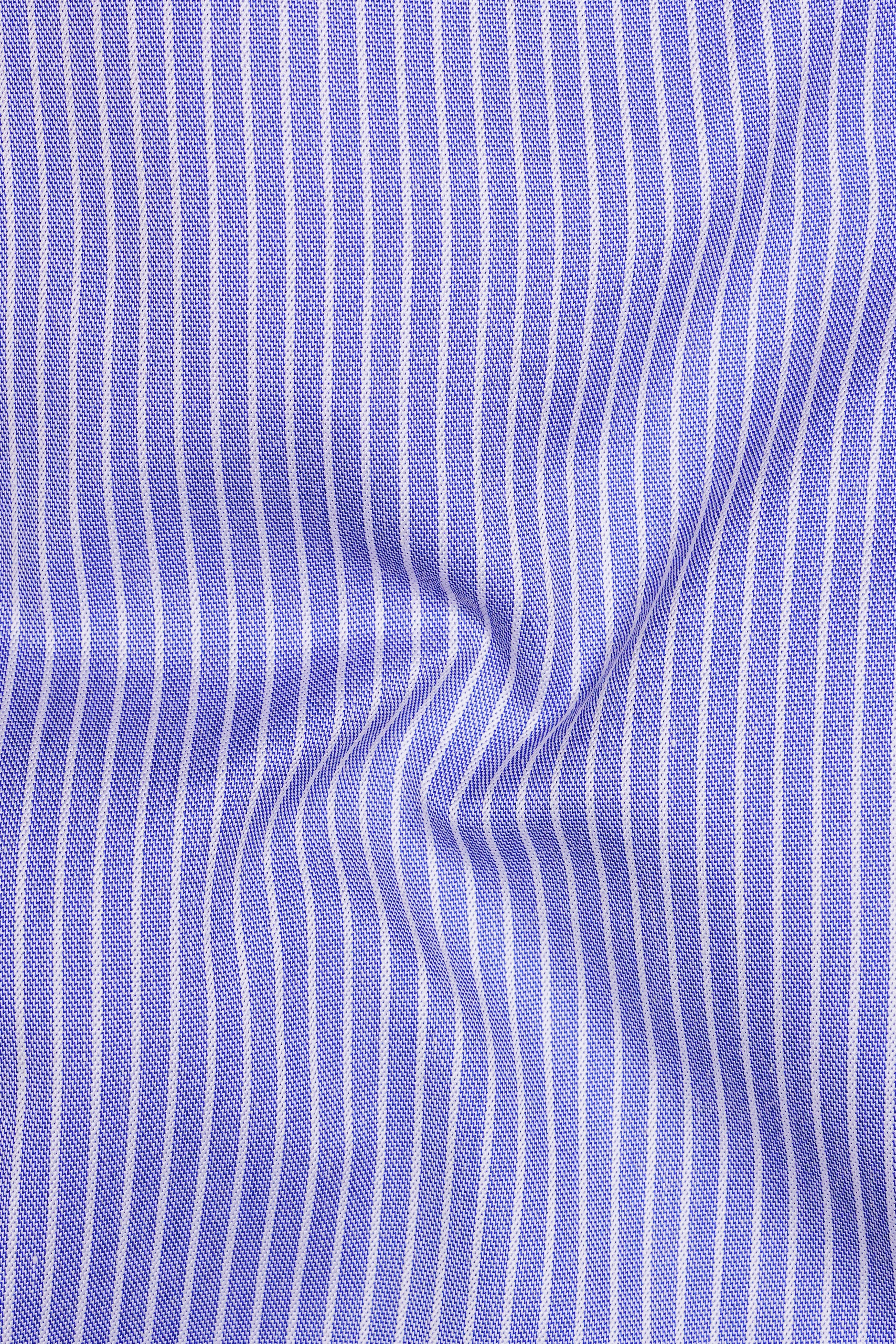 Noctis-Moonstone Blue Striped Dobby Textured Giza Cotton Shorts