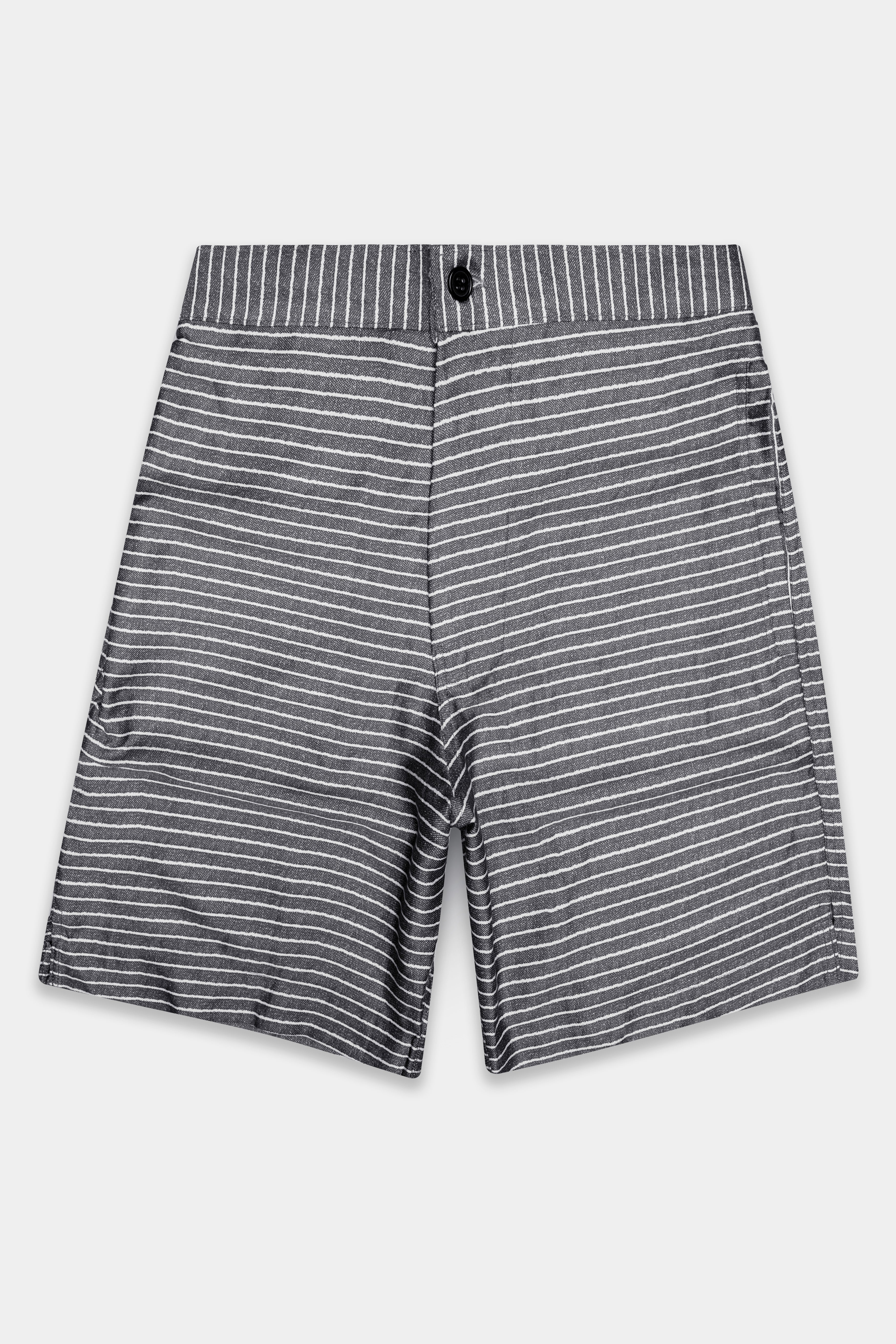 Zintra-Ironside Gray horizontal striped Subtle Sheen Super Soft Premium Cotton Shorts
