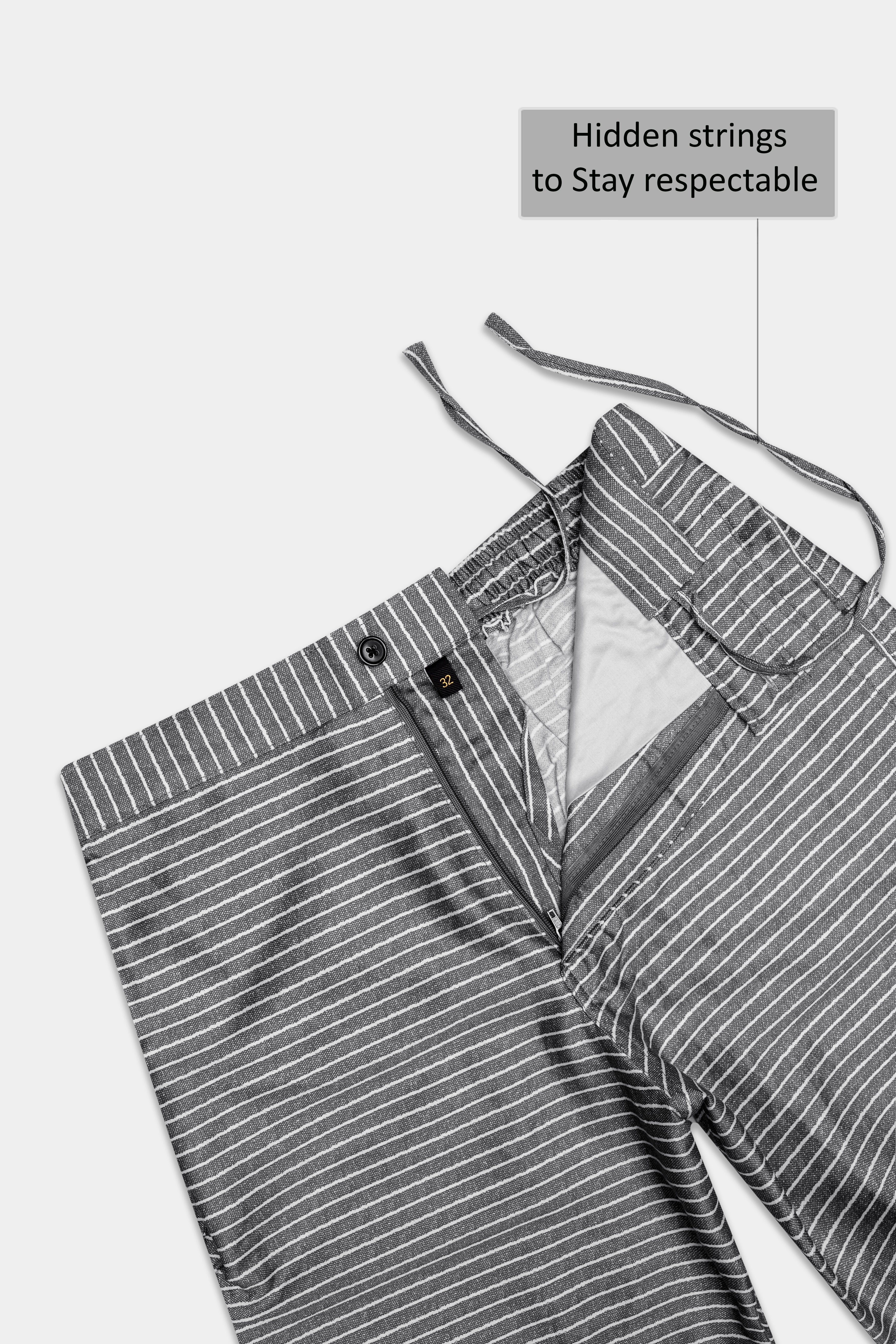 Zintra-Ironside Gray horizontal striped Subtle Sheen Super Soft Premium Cotton Shorts