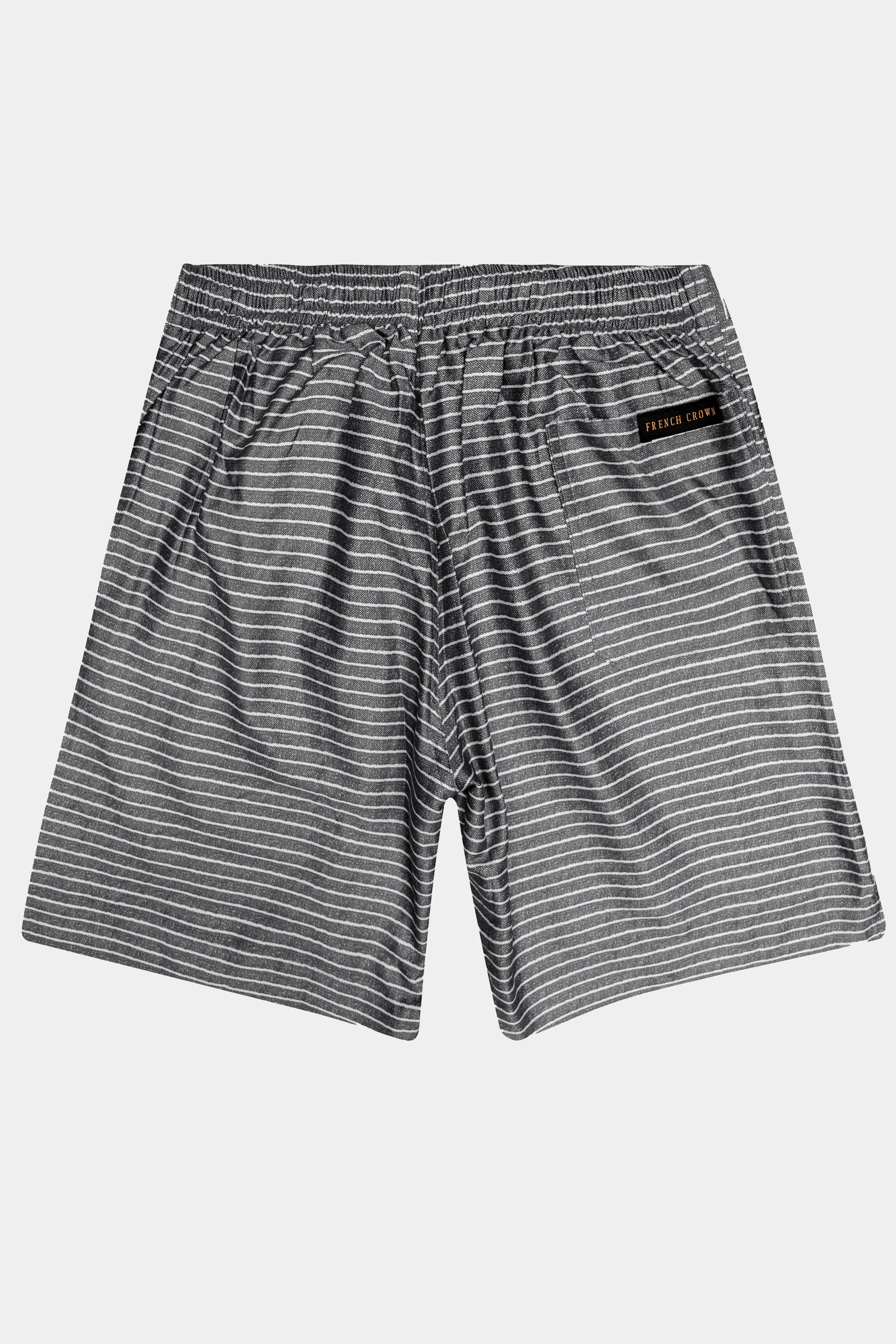 Zintra-Ironside Gray horizontal striped Subtle Sheen Super Soft Premium Cotton Shorts