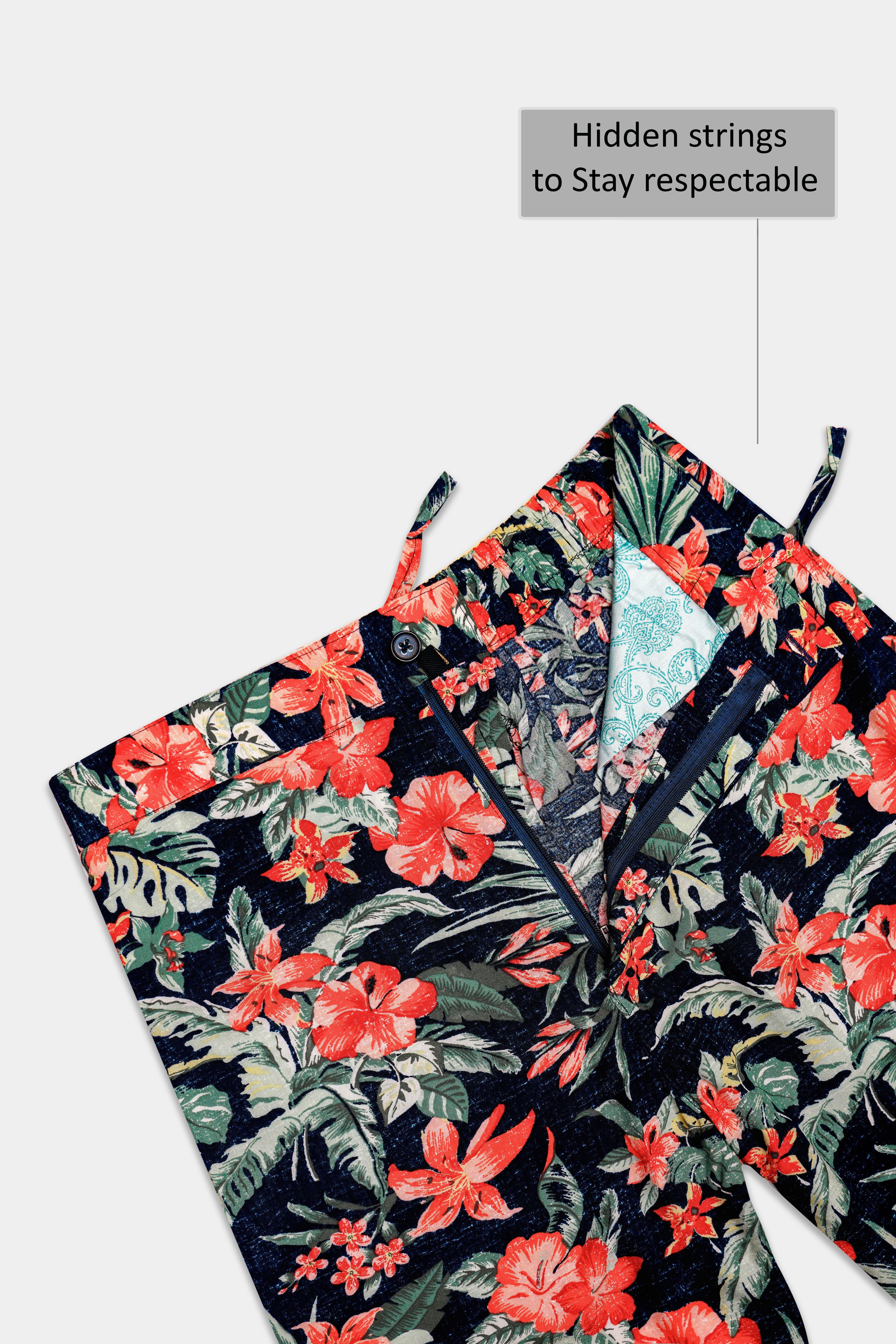 Verdalis-Jade Black And Lunar Green Floral Printed Super Soft Premium Tencel Shorts