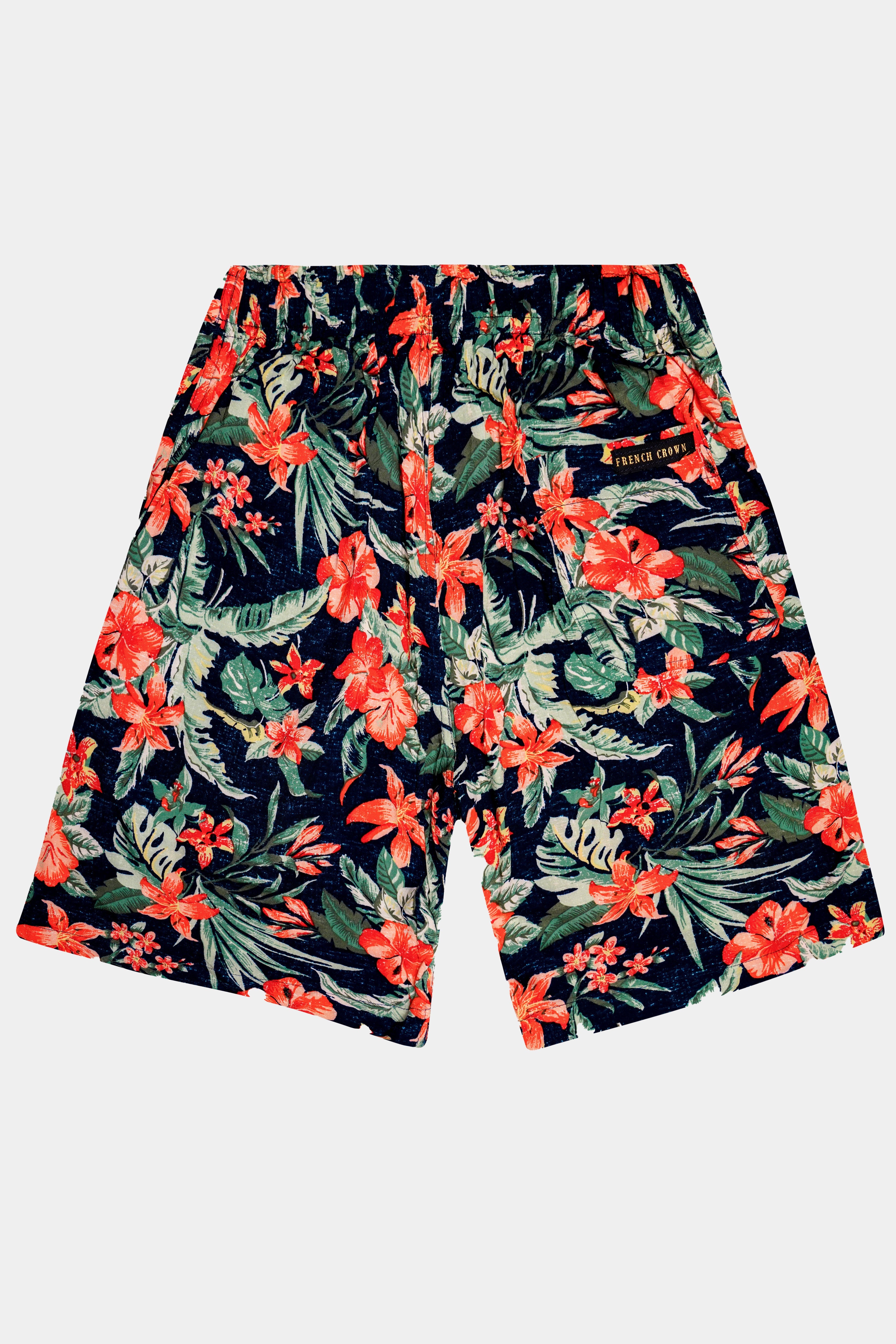 Verdalis-Jade Black And Lunar Green Floral Printed Super Soft Premium Tencel Shorts