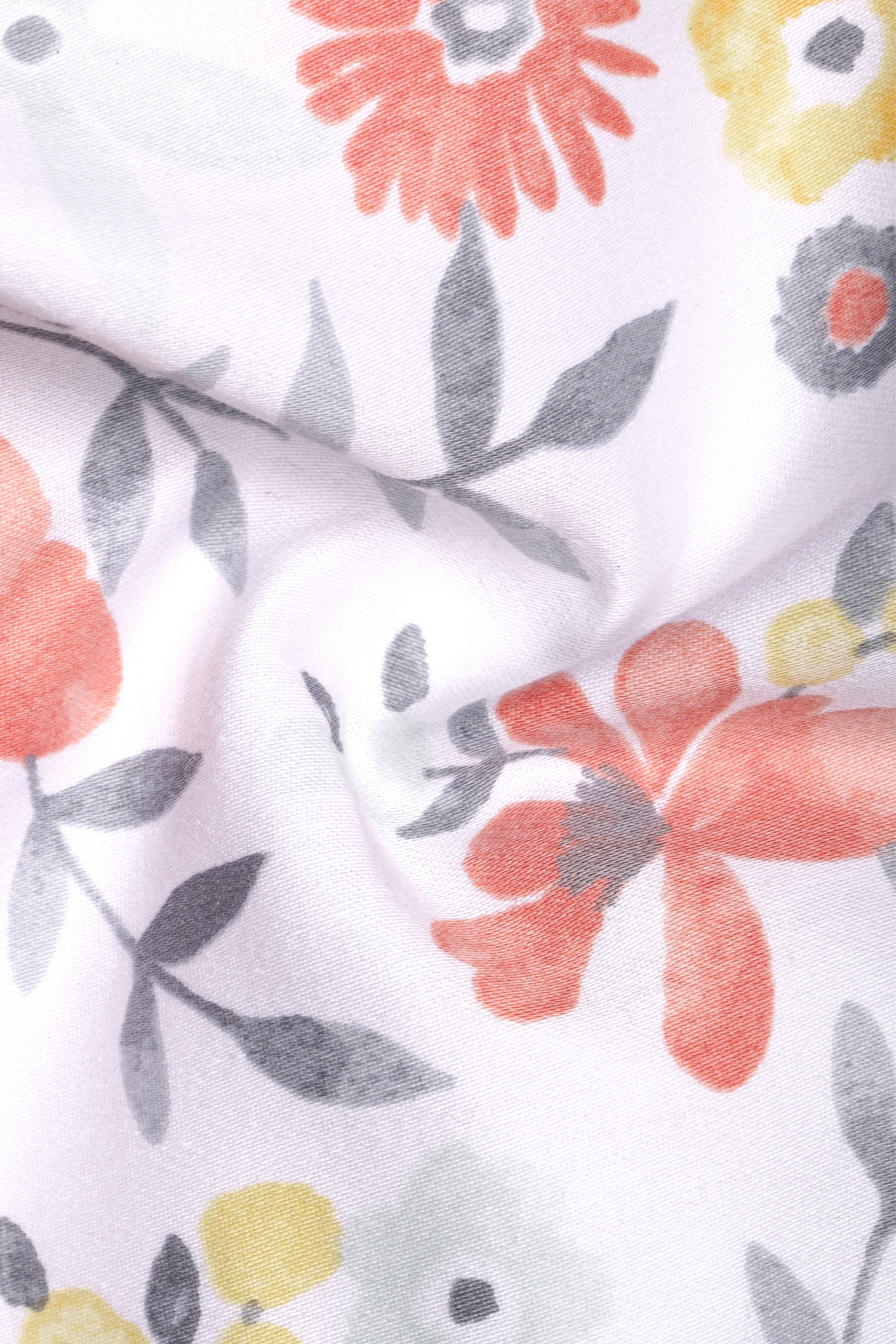 Peachy Peach And Bright White Foral Printed Super Soft Premium Cotton Shorts