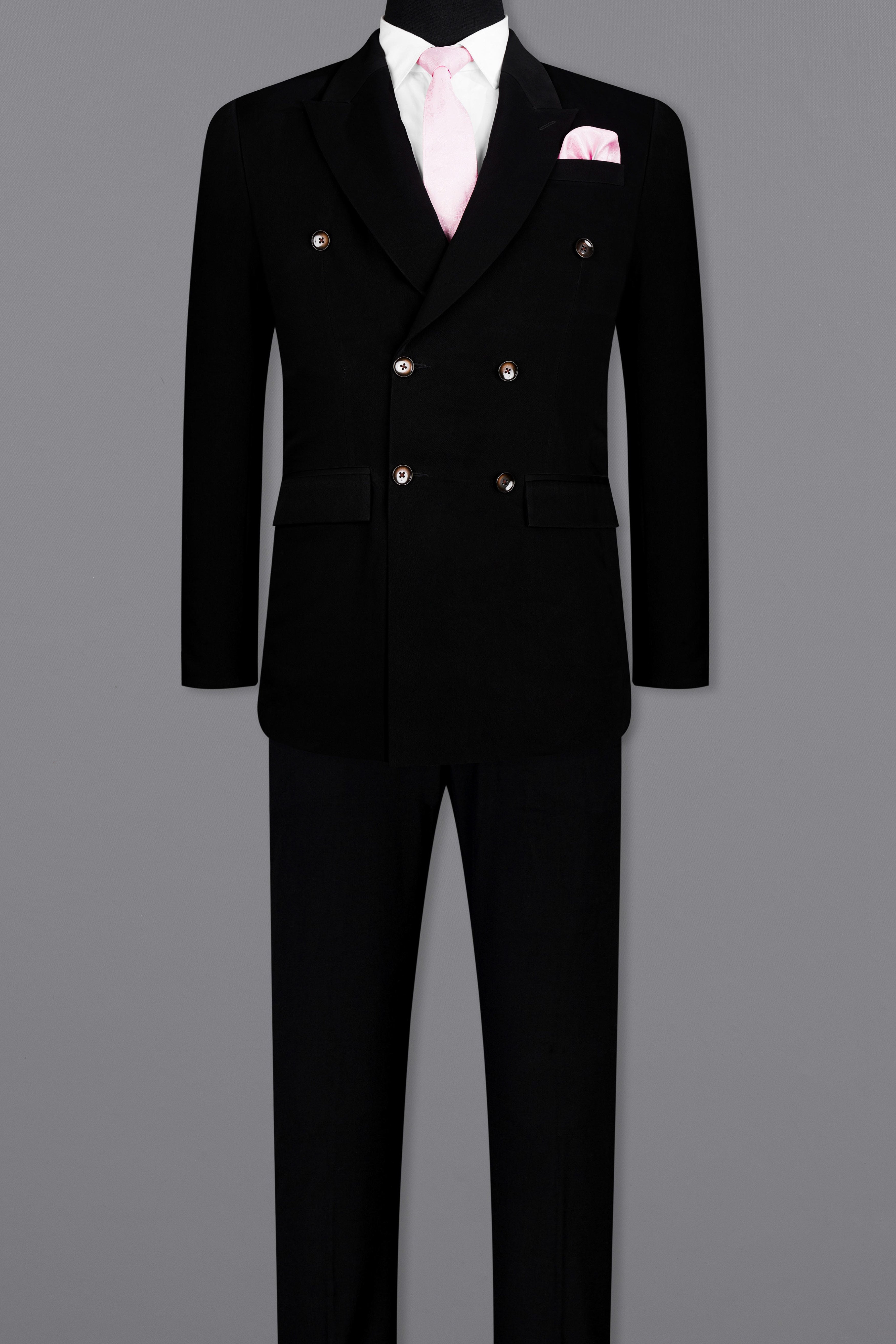 Korean Black (The Best Black We Have) 4-Way Stretch Double Breasted Suit