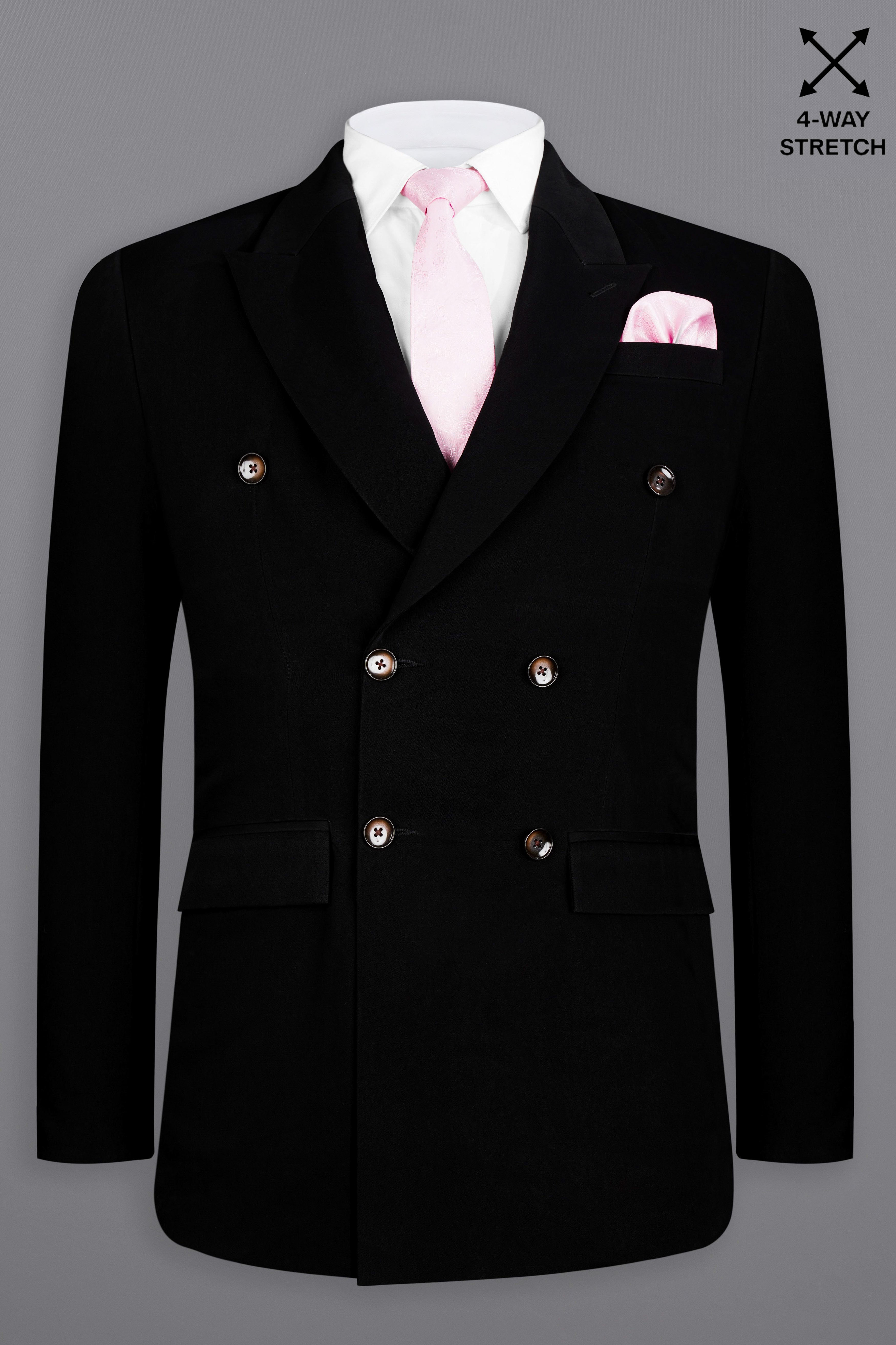 Korean Black (The Best Black We Have) 4-Way Stretch Double Breasted Suit