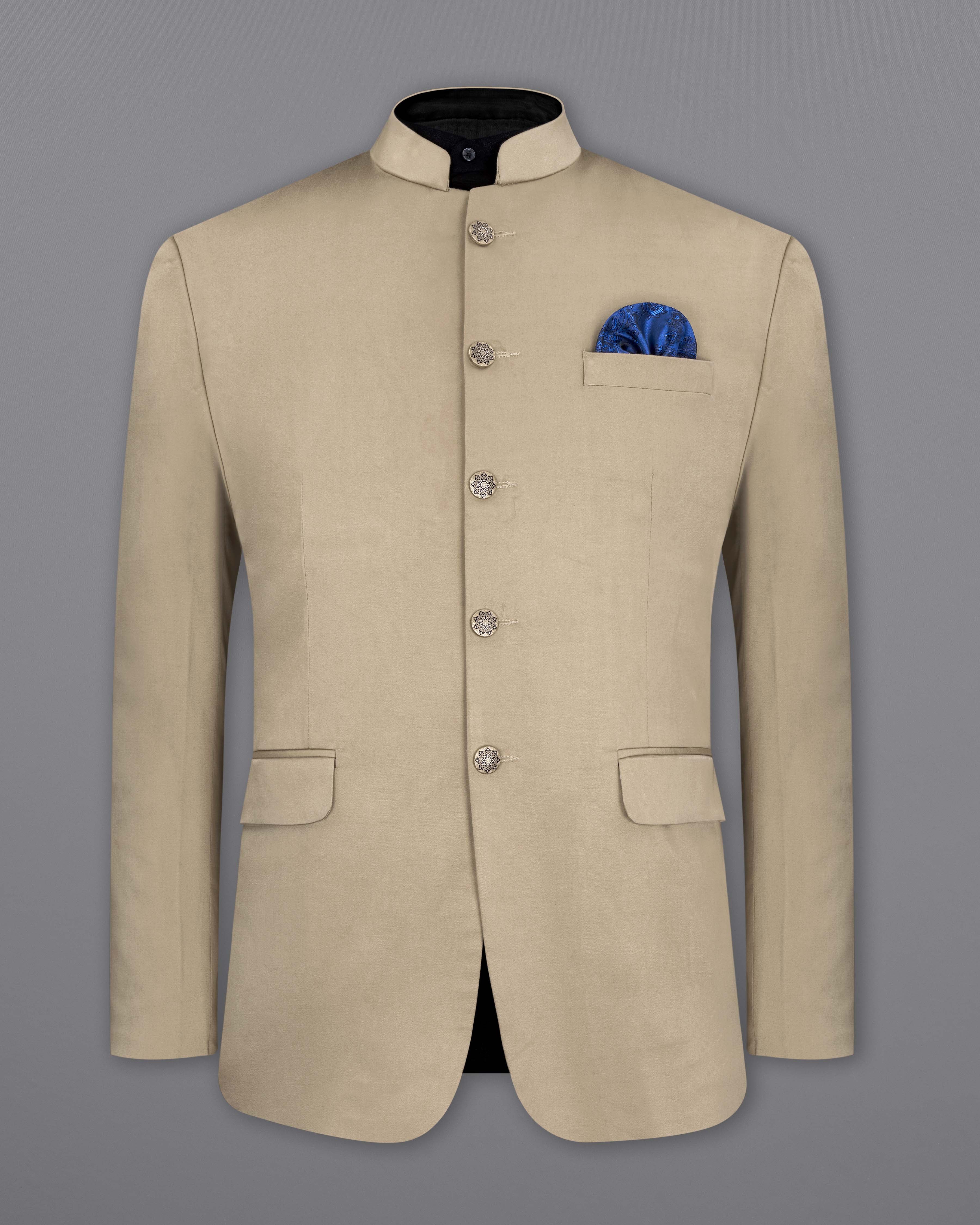 Quicksand Brown Bandhgala Premium Cotton Stretchable Traveler Suit ST2654-BG-36, ST2654-BG-38, ST2654-BG-40, ST2654-BG-42, ST2654-BG-44, ST2654-BG-46, ST2654-BG-48, ST2654-BG-50, ST2654-BG-52, ST2654-BG-54, ST2654-BG-56, ST2654-BG-58, ST2654-BG-60