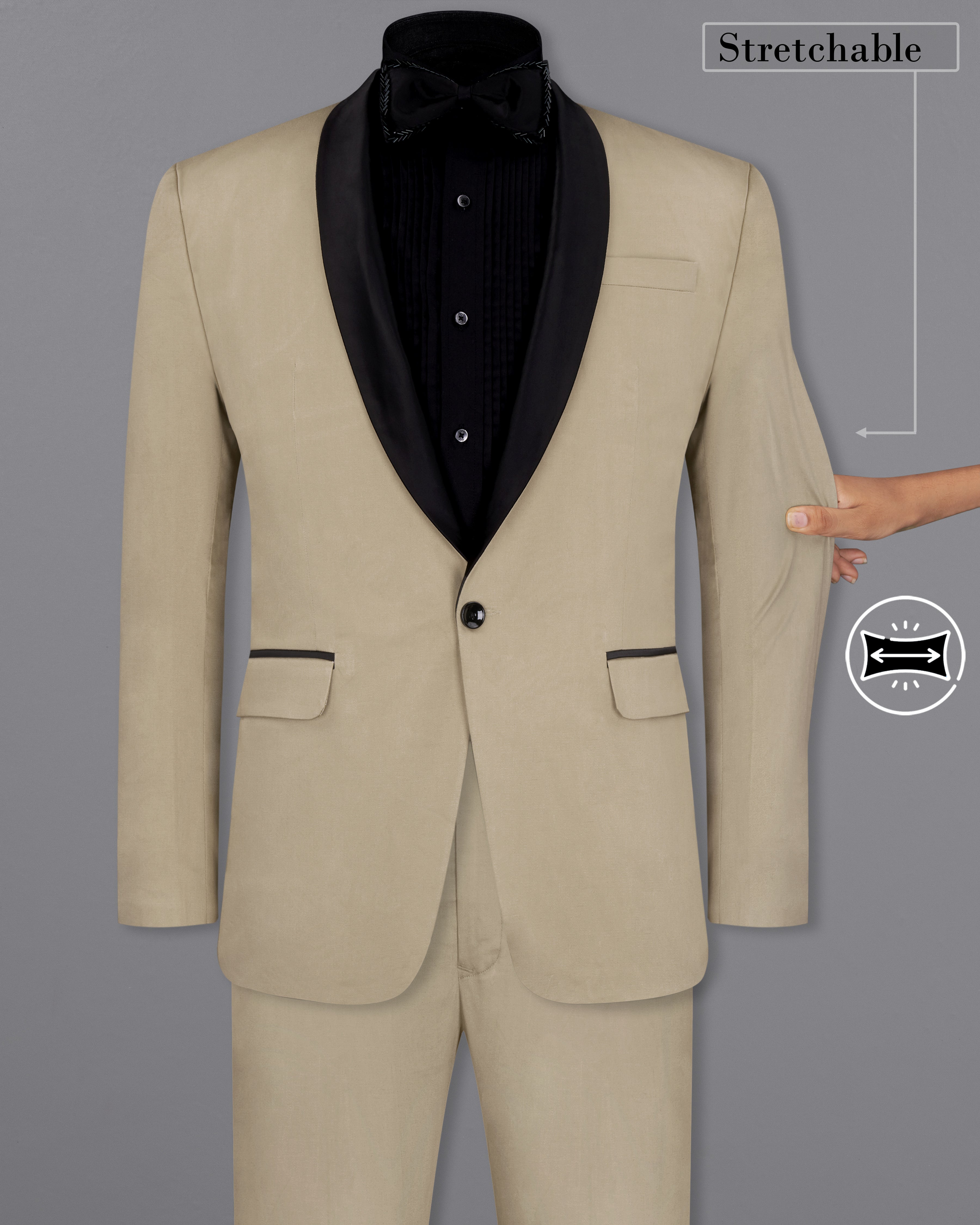 Quicksand Brown Stretchable Tuxedo Premium Cotton Traveler Suit ST2656-BKL-36, ST2656-BKL-38, ST2656-BKL-40, ST2656-BKL-42, ST2656-BKL-44, ST2656-BKL-46, ST2656-BKL-48, ST2656-BKL-50, ST2656-BKL-52, ST2656-BKL-54, ST2656-BKL-56, ST2656-BKL-58, ST2656-BKL-60