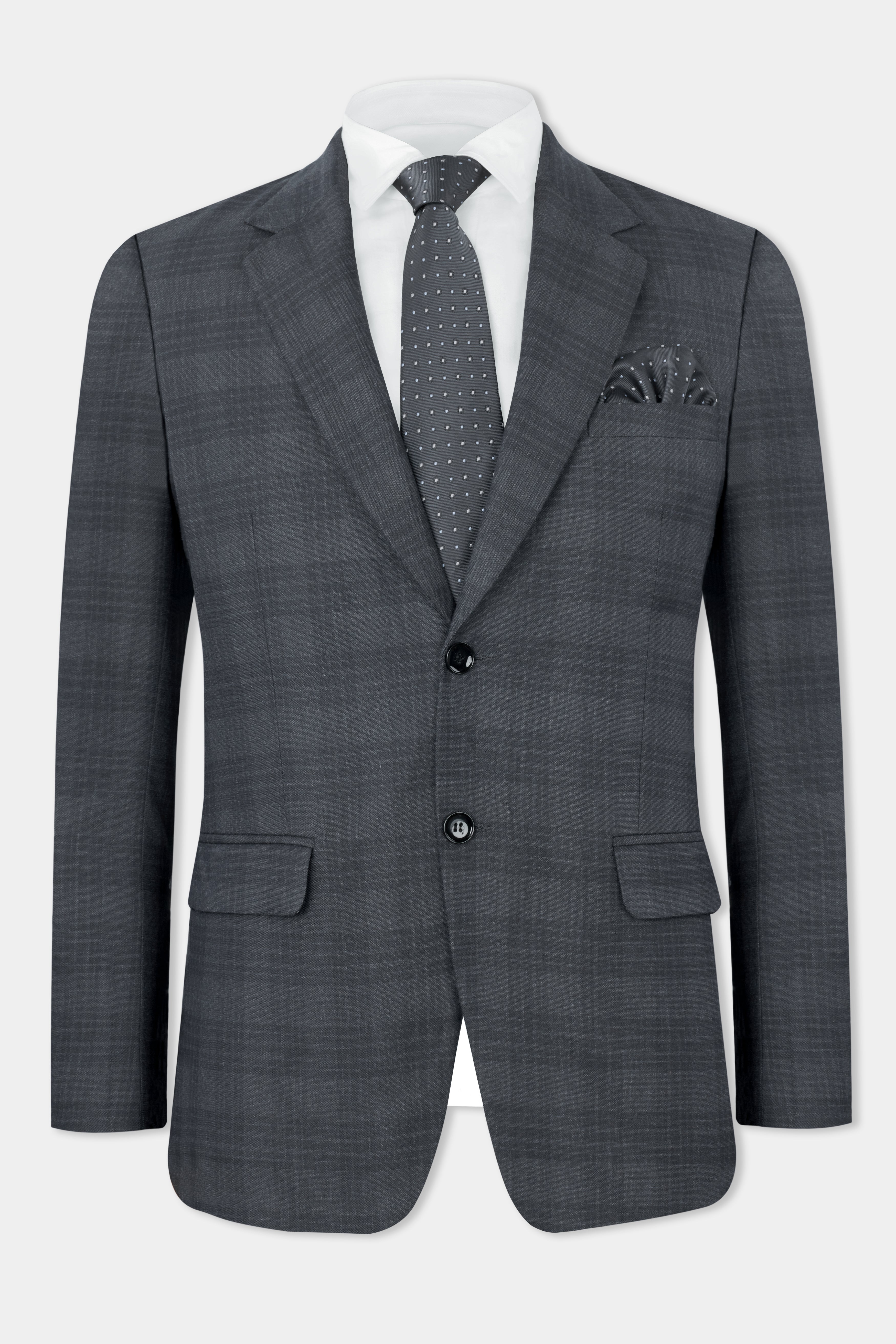 Tuna Gray Plaid Single-Breasted Suit