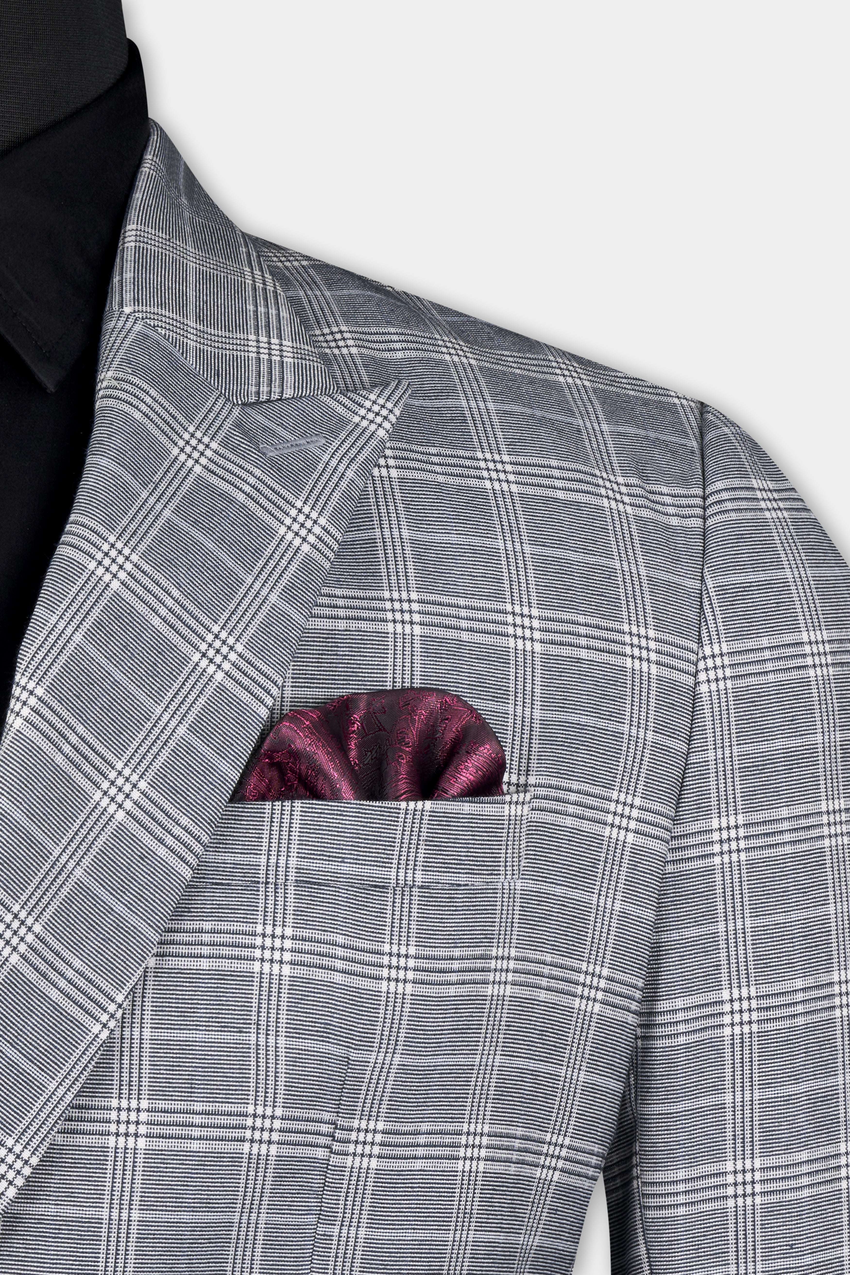 Monsoon Gray Plaid Double-Breasted Suit