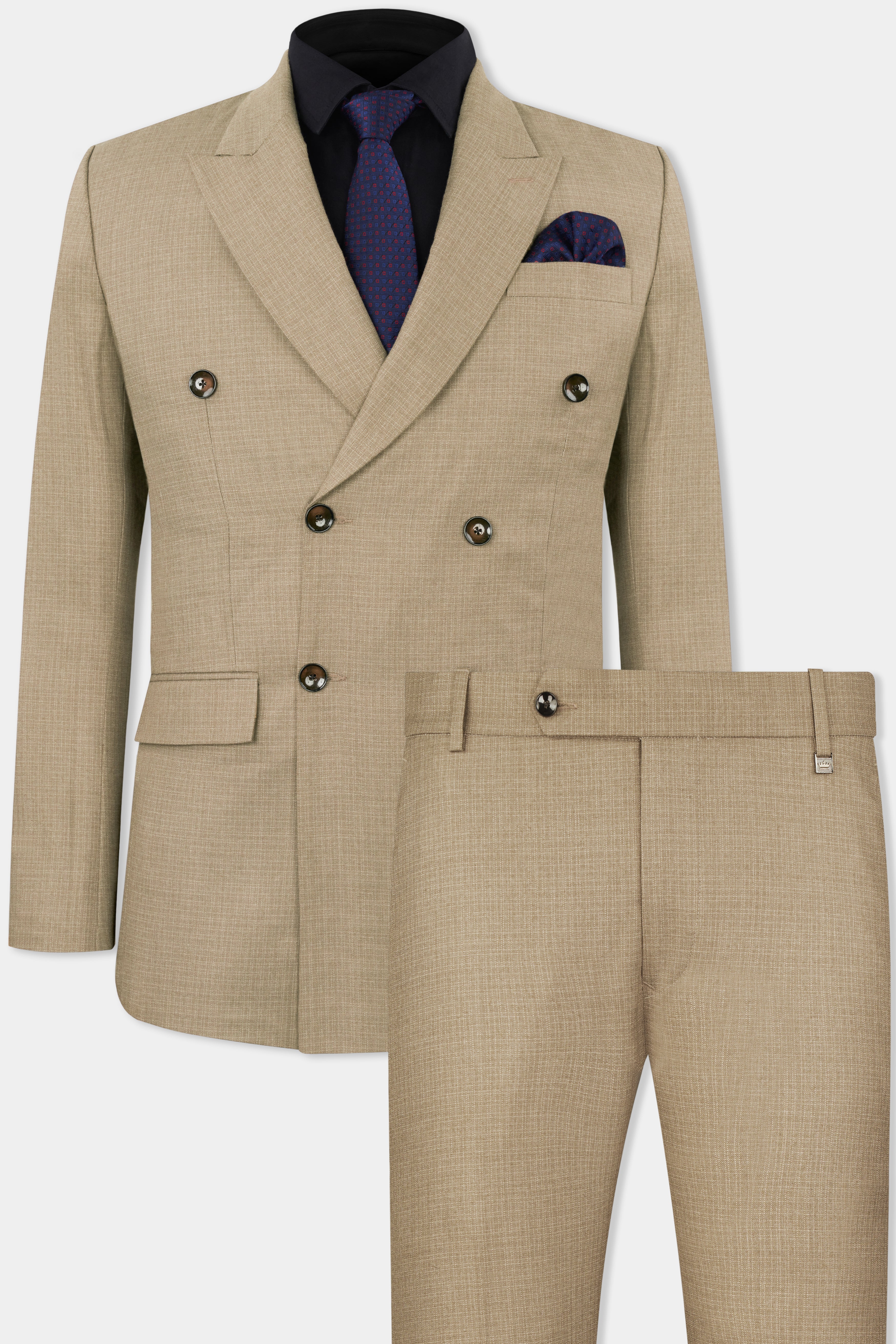 Mens Modern Fit Textured Suit Light Brown