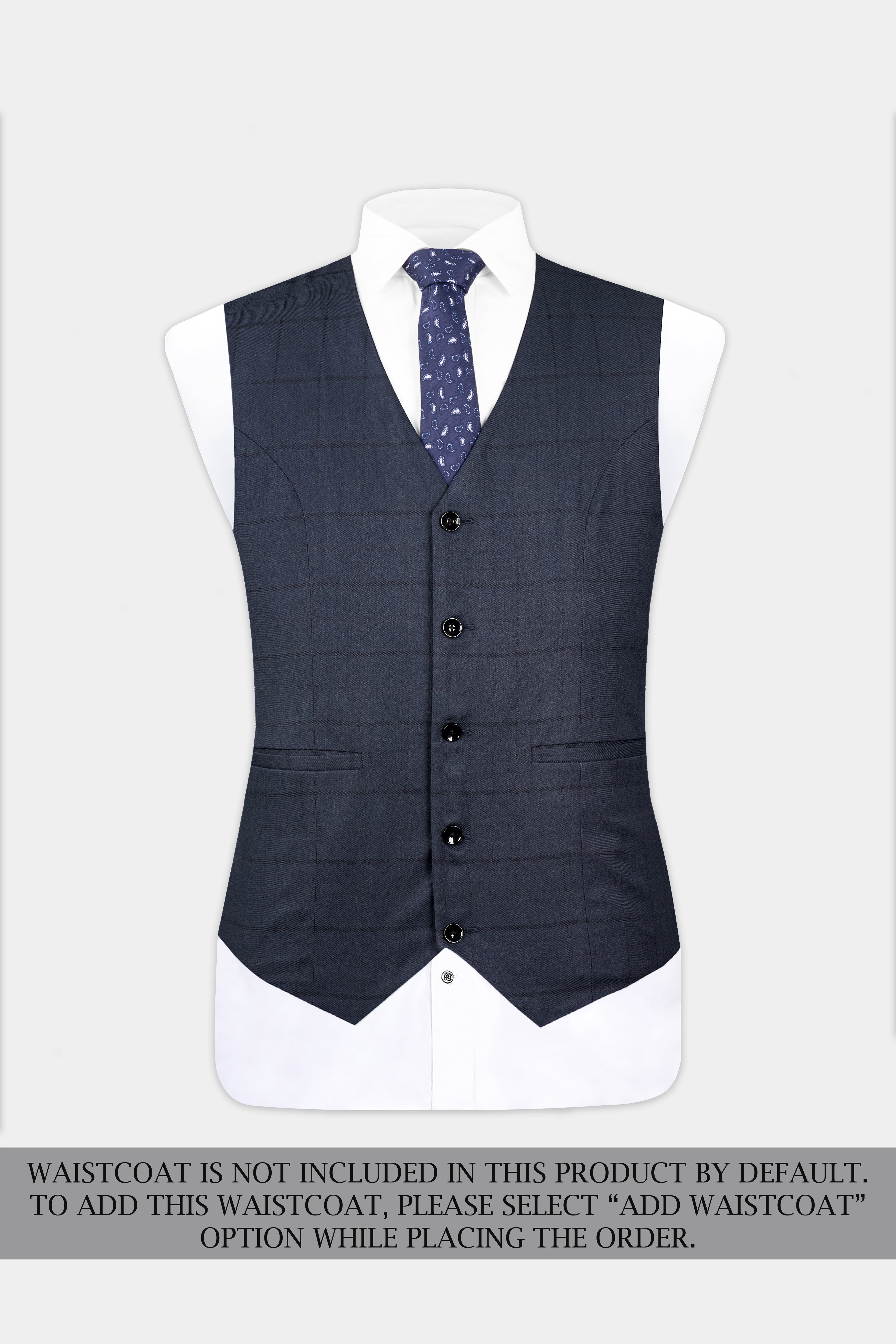 Shark Blue Subtle Windowpane Double Breasted Suit