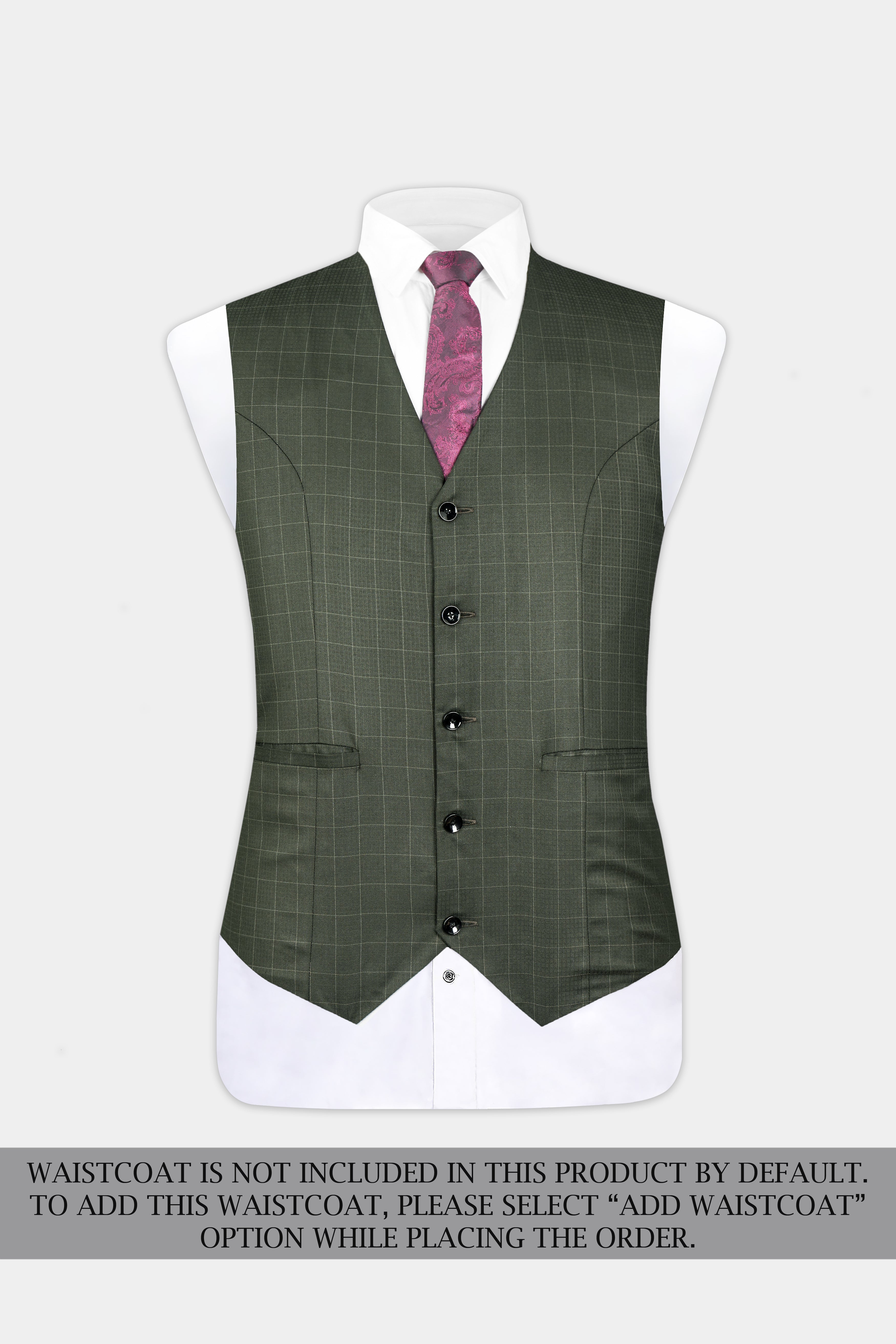 Dune Dark Green Subtle Checkered Double Breasted Suit