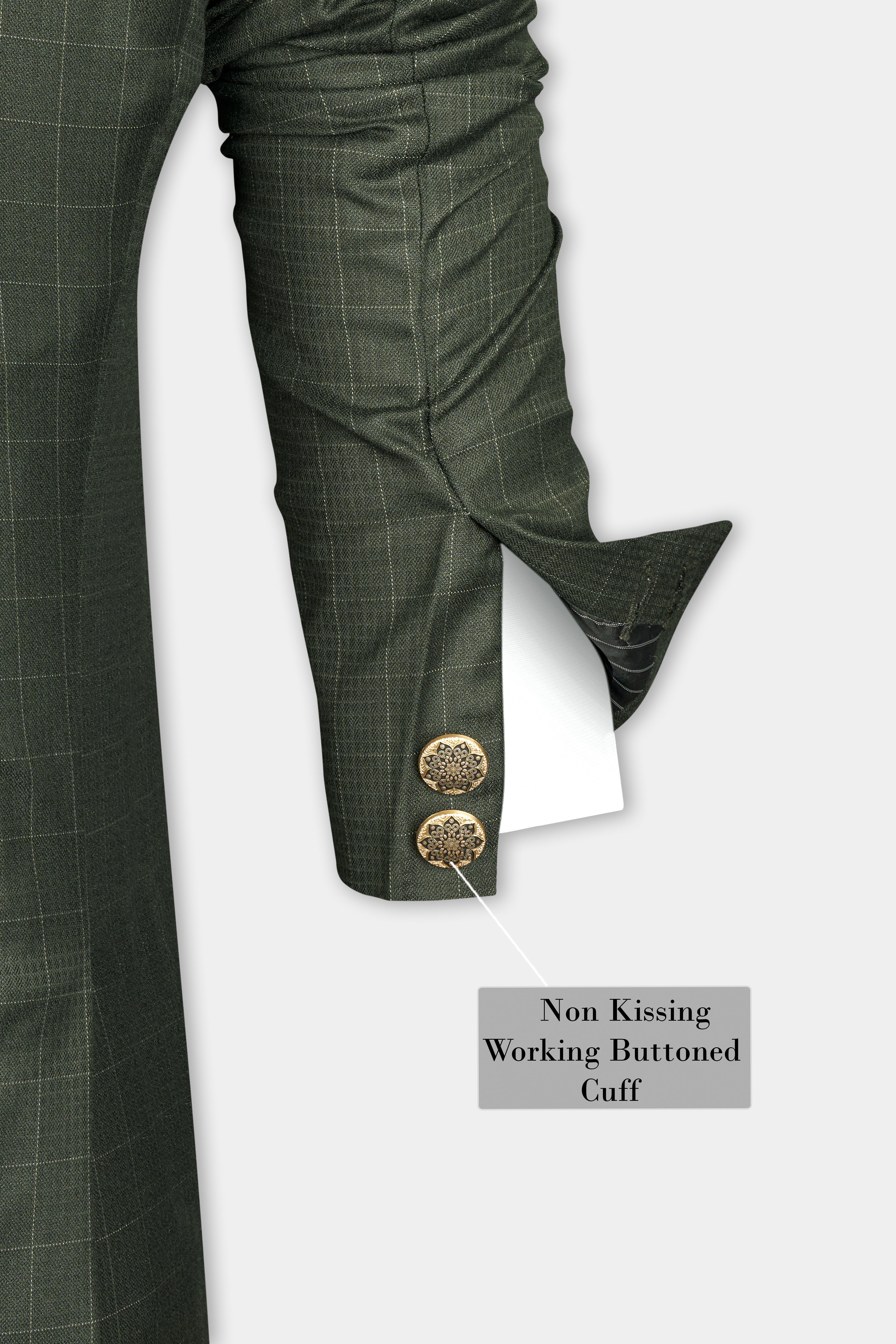 Dune Dark Green Subtle Checkered Double Breasted Suit