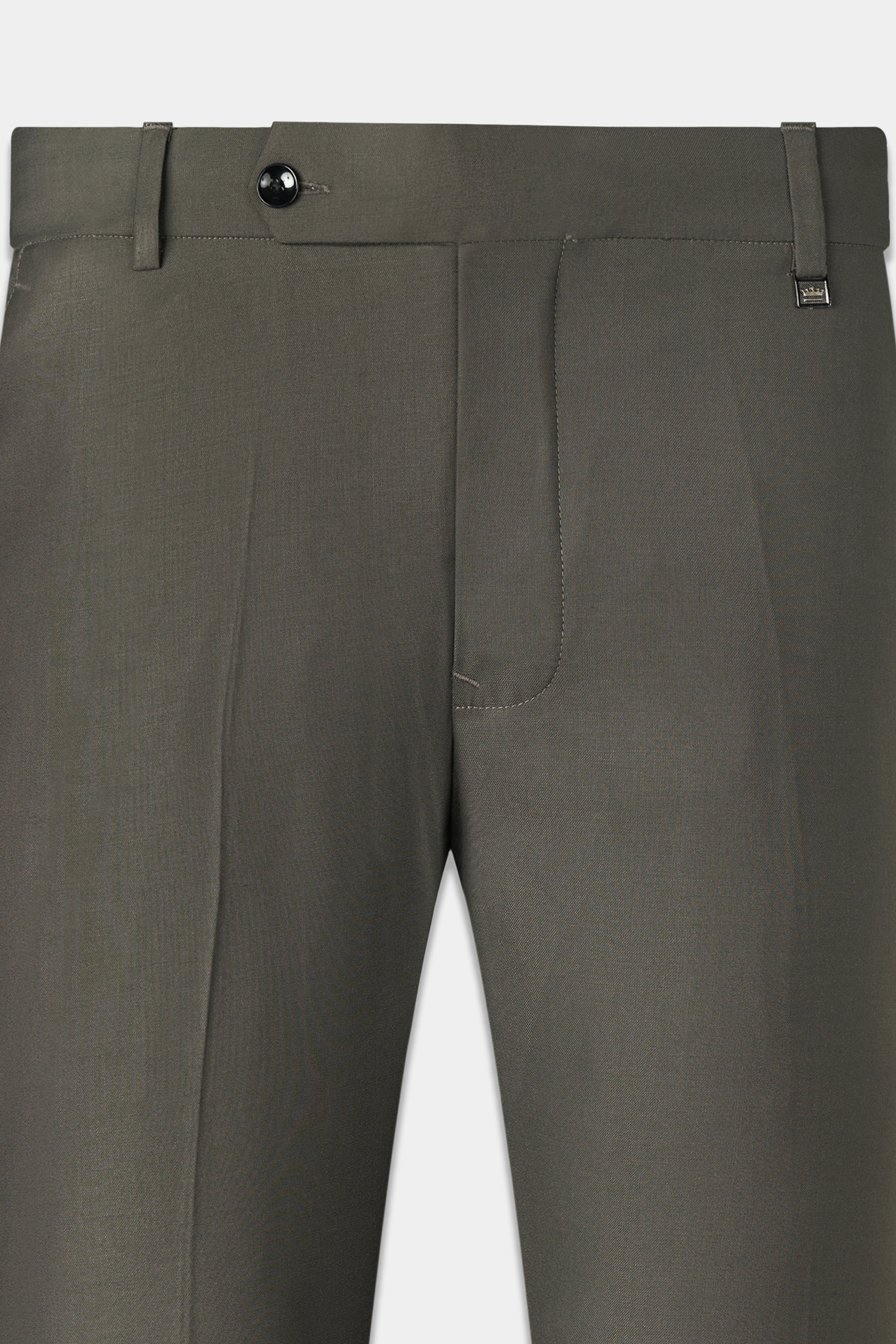 Kelp Gray Plain Solid Premium Terry Rayon Single Breasted Suits