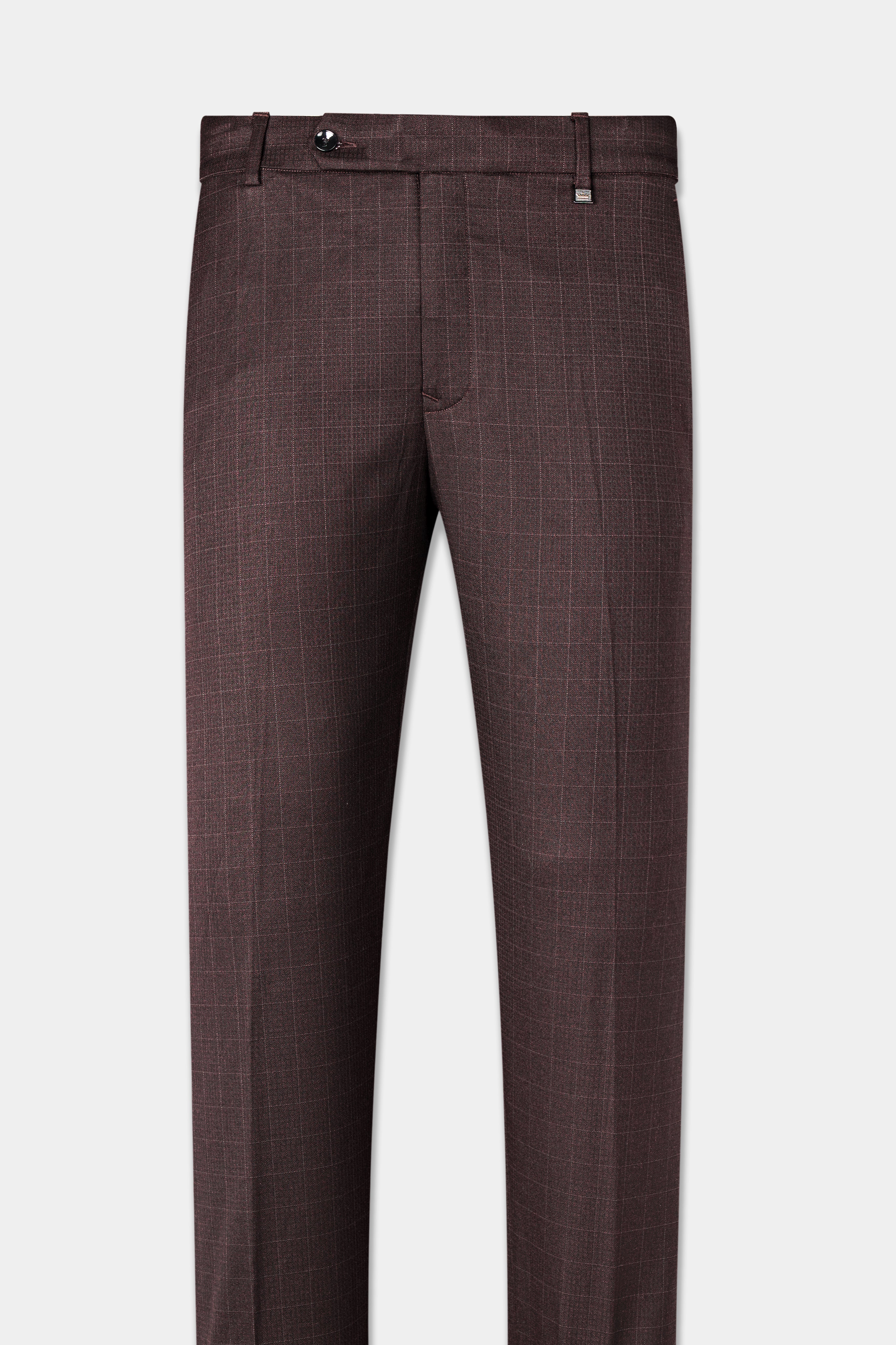 Taupe Maroon Stretchable Dobby Single Breasted traveler Suit