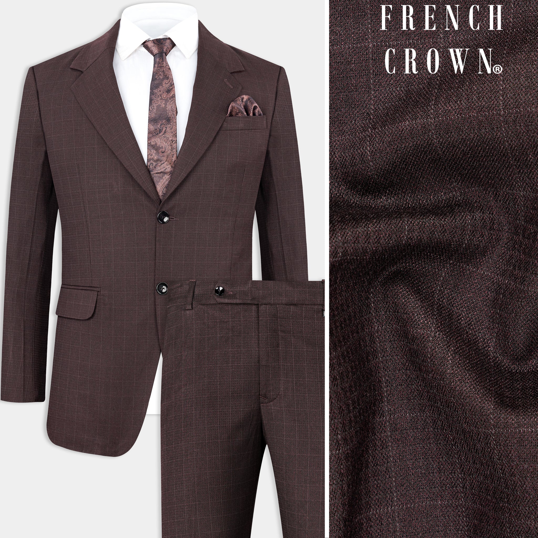 Taupe Single Left Side Pocket Short Sleeve Suit