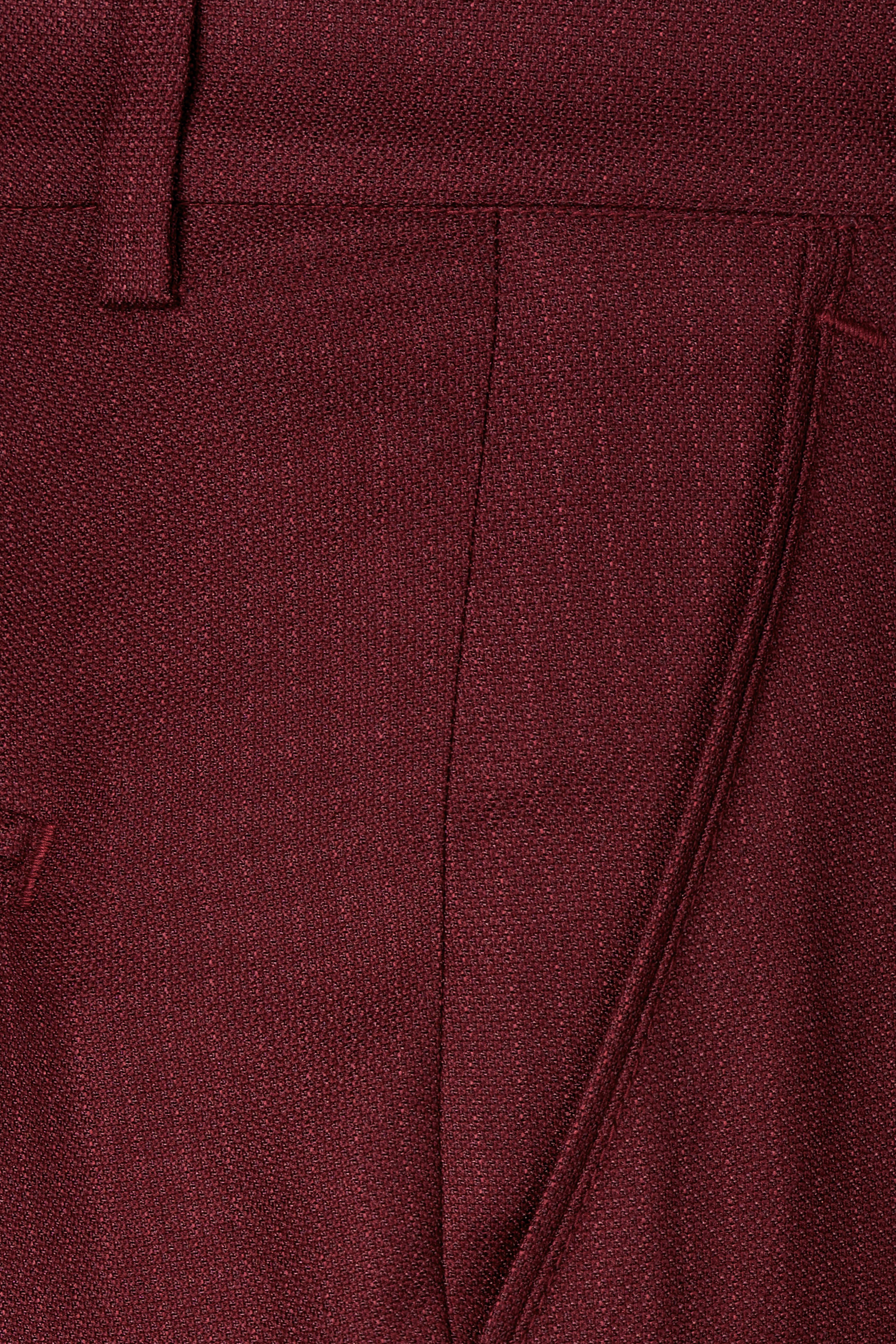 Maroon Dobby Textured Cross Placket Bandhgala Suit