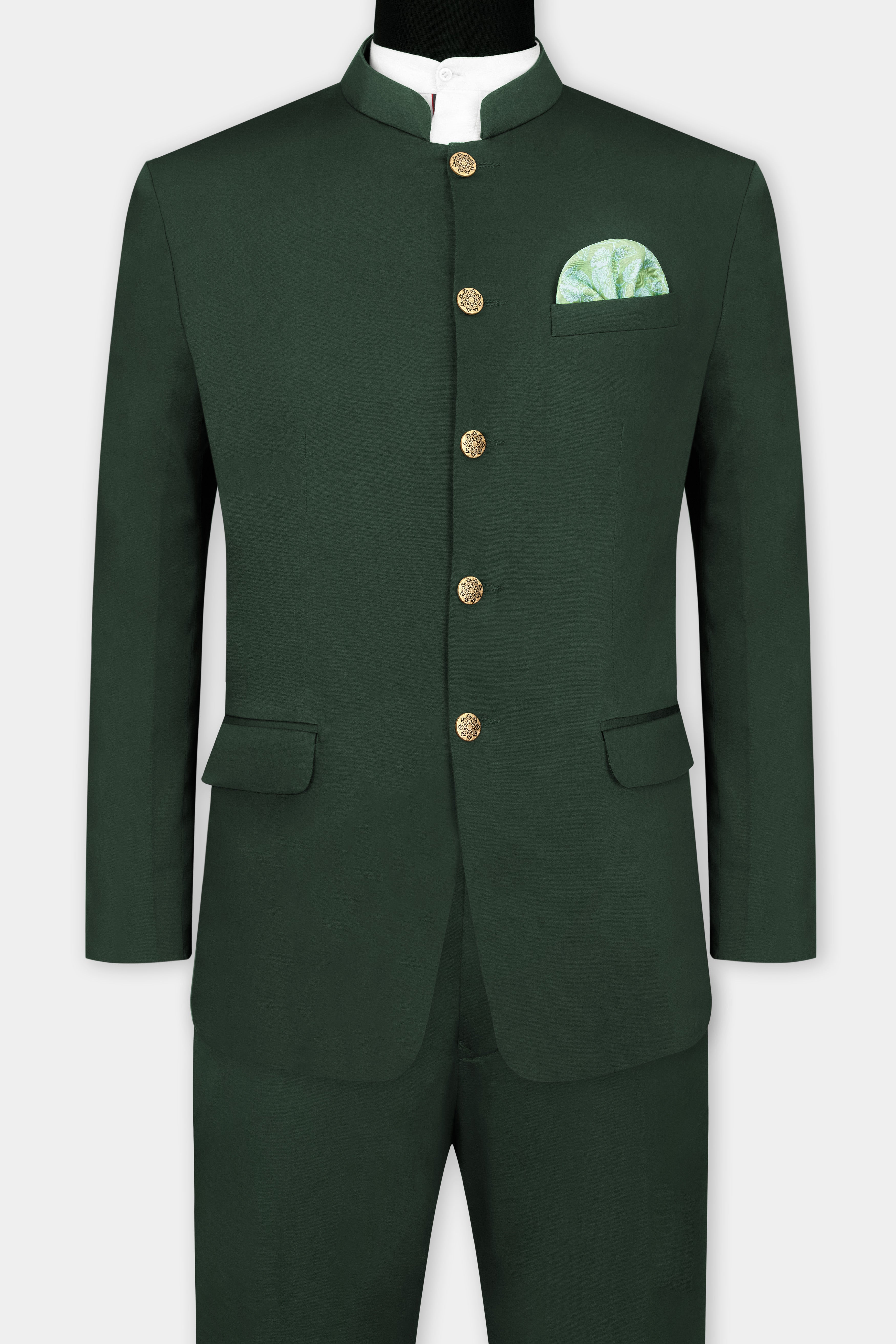 Heavy Metal Green Premium Cotton Bandhgala Stretchable traveler Suit ST2776-BG-36, ST2776-BG-38, ST2776-BG-40, ST2776-BG-42, ST2776-BG-44, ST2776-BG-46, ST2776-BG-48, ST2776-BG-50, ST2776-BG-52, ST2776-BG-54, ST2776-BG-56, ST2776-BG-58, ST2776-BG-60