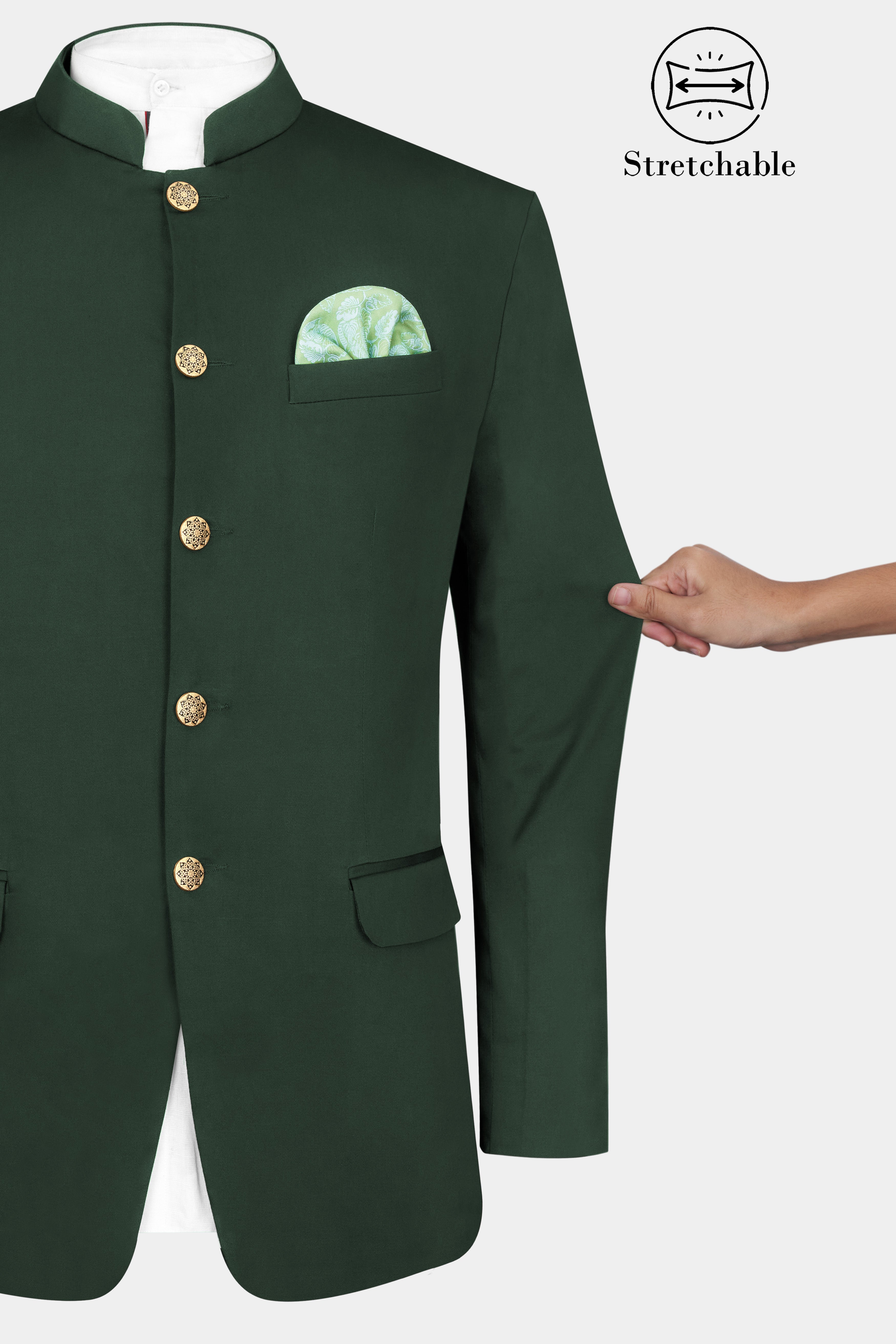 Heavy Metal Green Premium Cotton Bandhgala Stretchable traveler Suit ST2776-BG-36, ST2776-BG-38, ST2776-BG-40, ST2776-BG-42, ST2776-BG-44, ST2776-BG-46, ST2776-BG-48, ST2776-BG-50, ST2776-BG-52, ST2776-BG-54, ST2776-BG-56, ST2776-BG-58, ST2776-BG-60