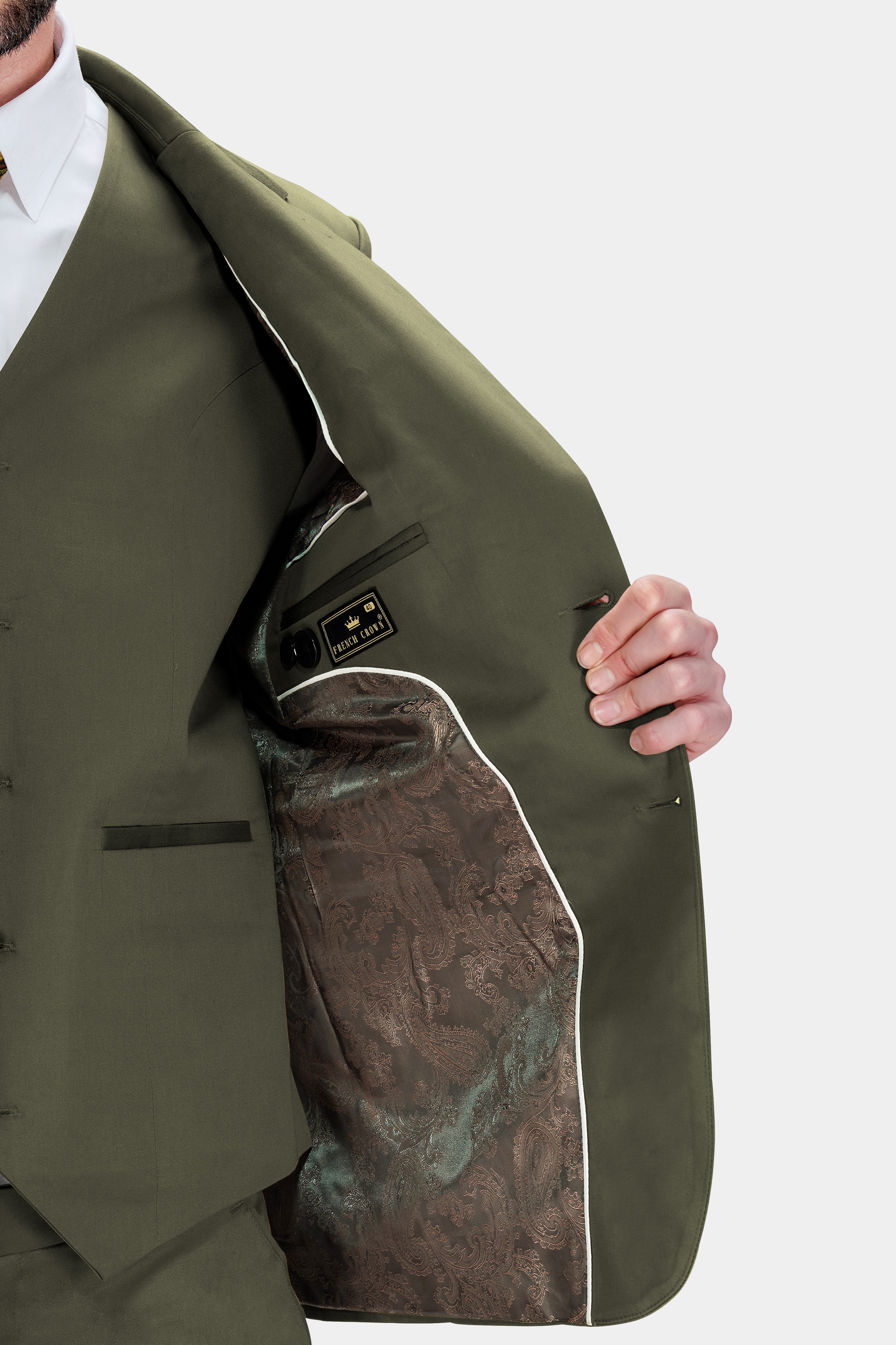 Hemlock Green Plain-Solid Premium Cotton Tuxedo-Suit for Men.