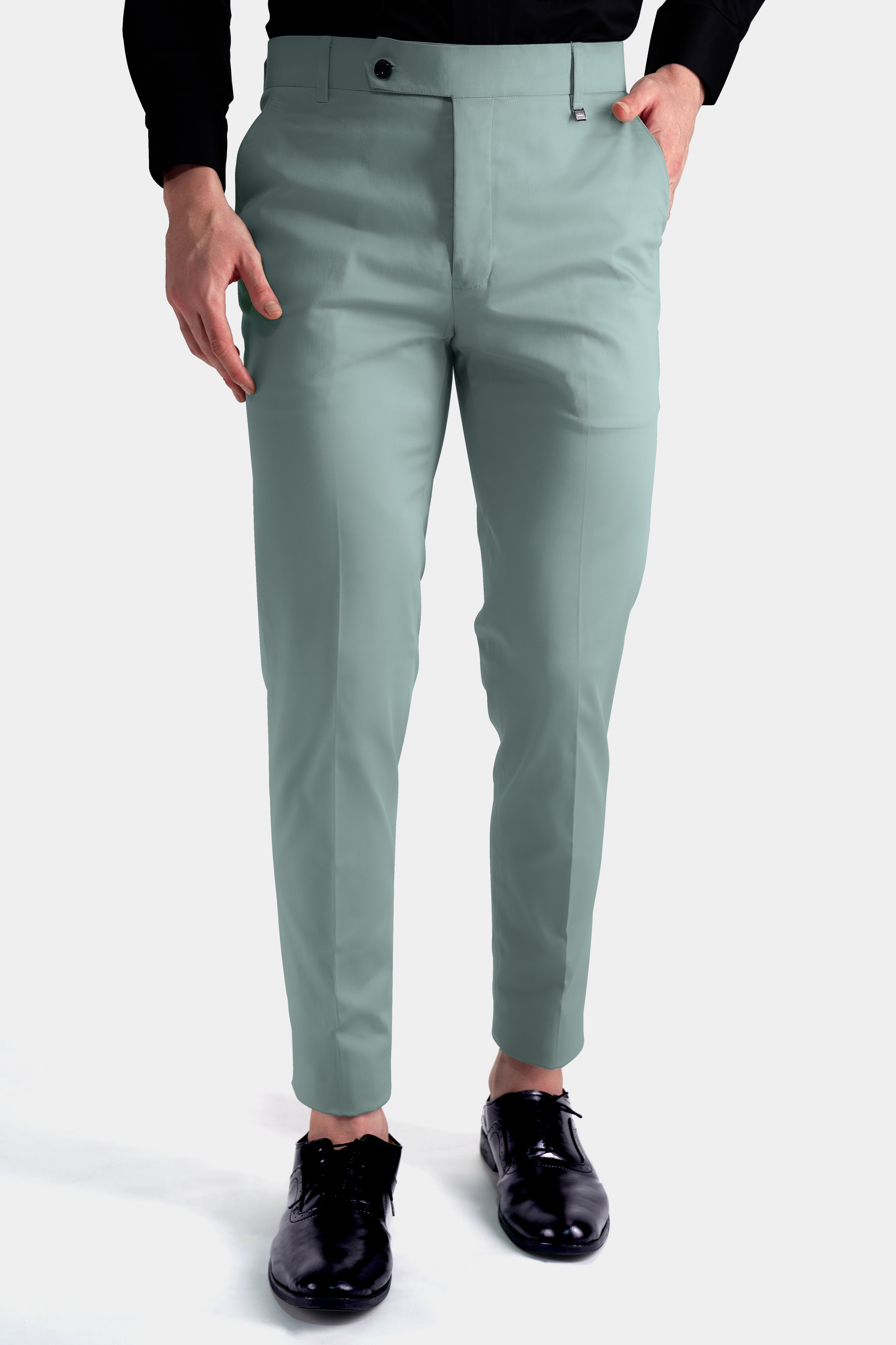 Edward Blue Plain-Solid Premium Cotton Single Breasted Suits for Men.