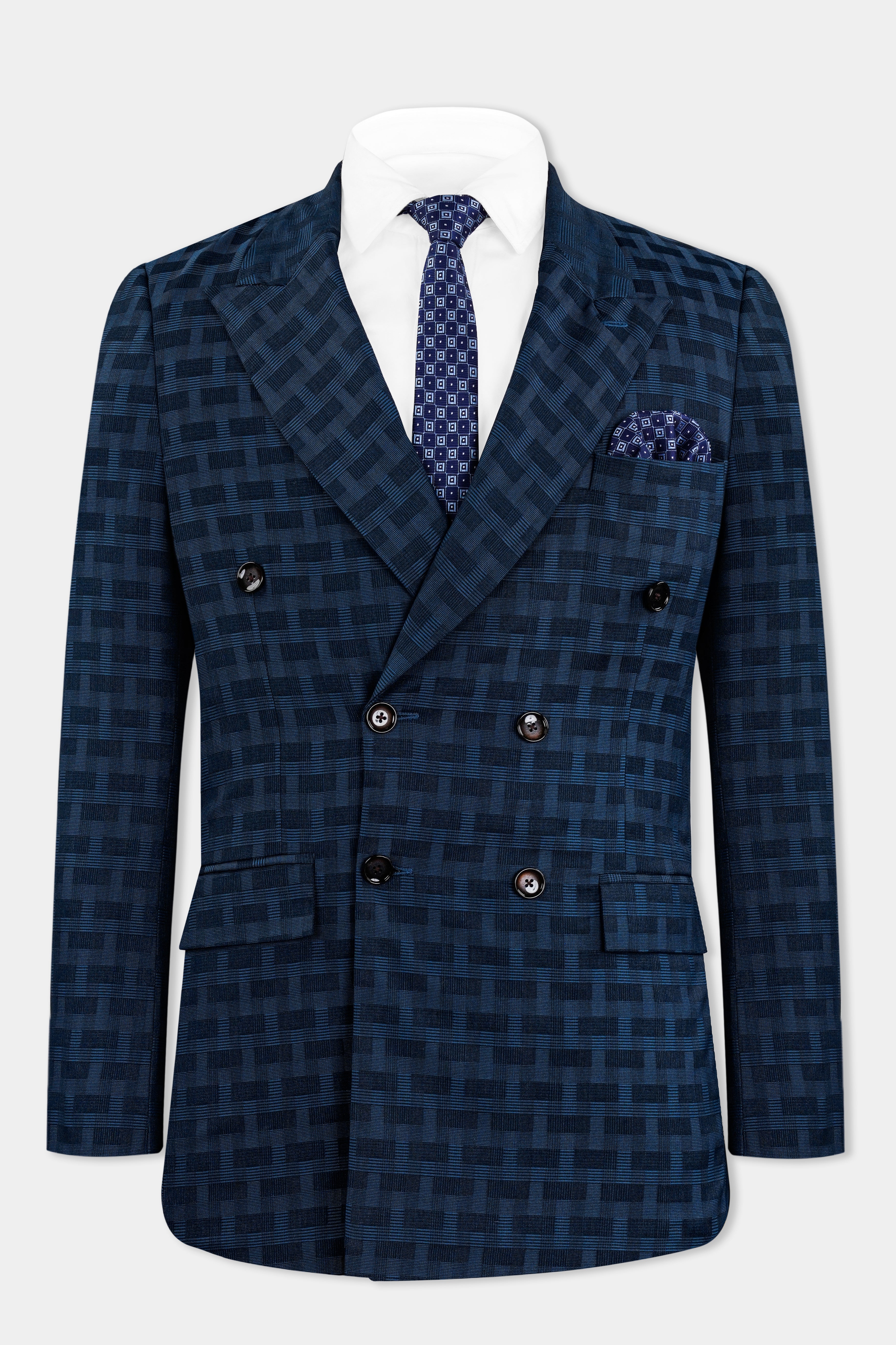 Midnight Blue with Nile Blue Jacquard Textured Double Breasted Suit ST2910-DB-36, ST2910-DB-38, ST2910-DB-40, ST2910-DB-42, ST2910-DB-44, ST2910-DB-46, ST2910-DB-48, ST2910-DB-50, ST2910-DB-52, ST2910-DB-54, ST2910-DB-56, ST2910-DB-58, ST2910-DB-60