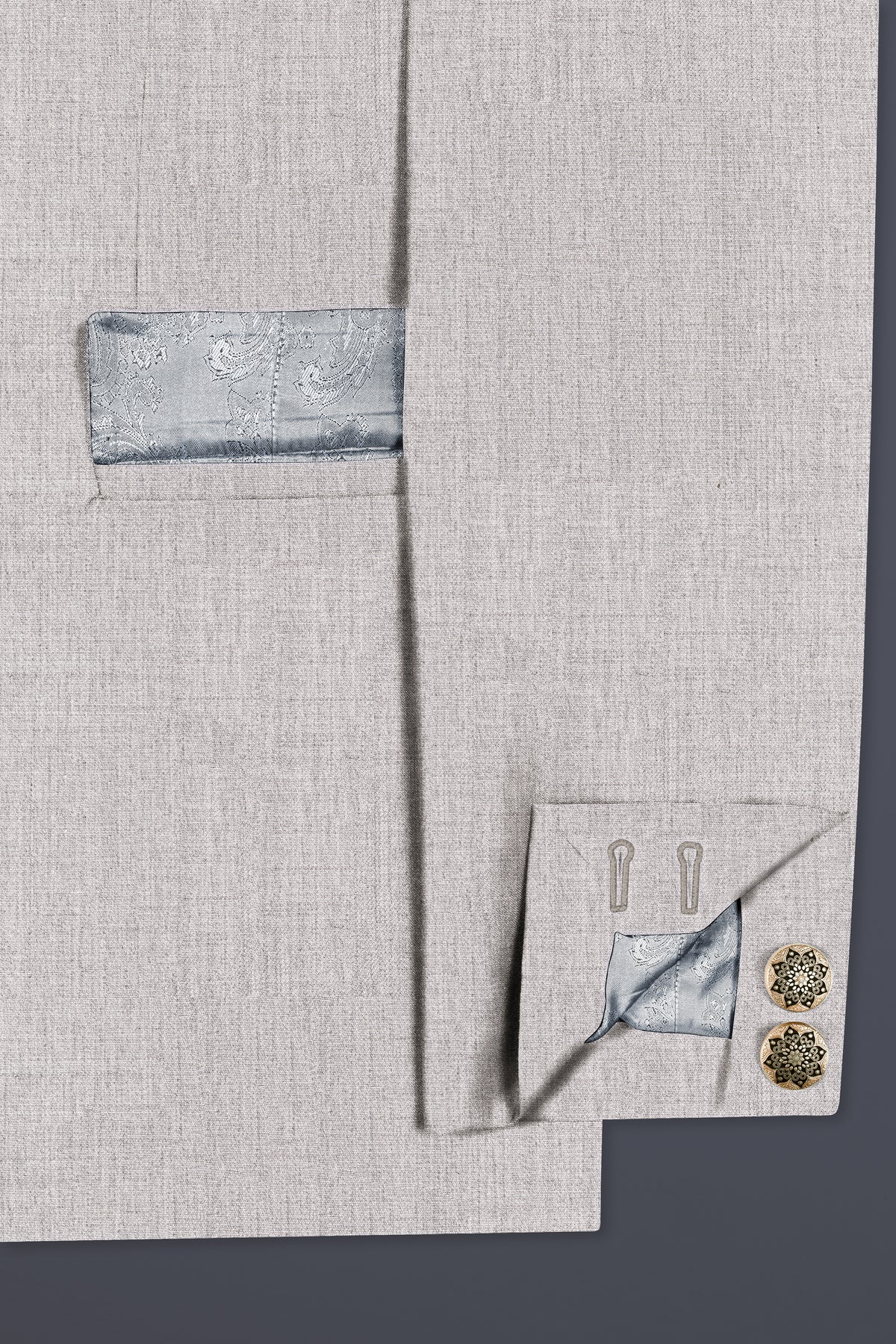 Martini Cream Textured Wool Rich Bandhgala Suit