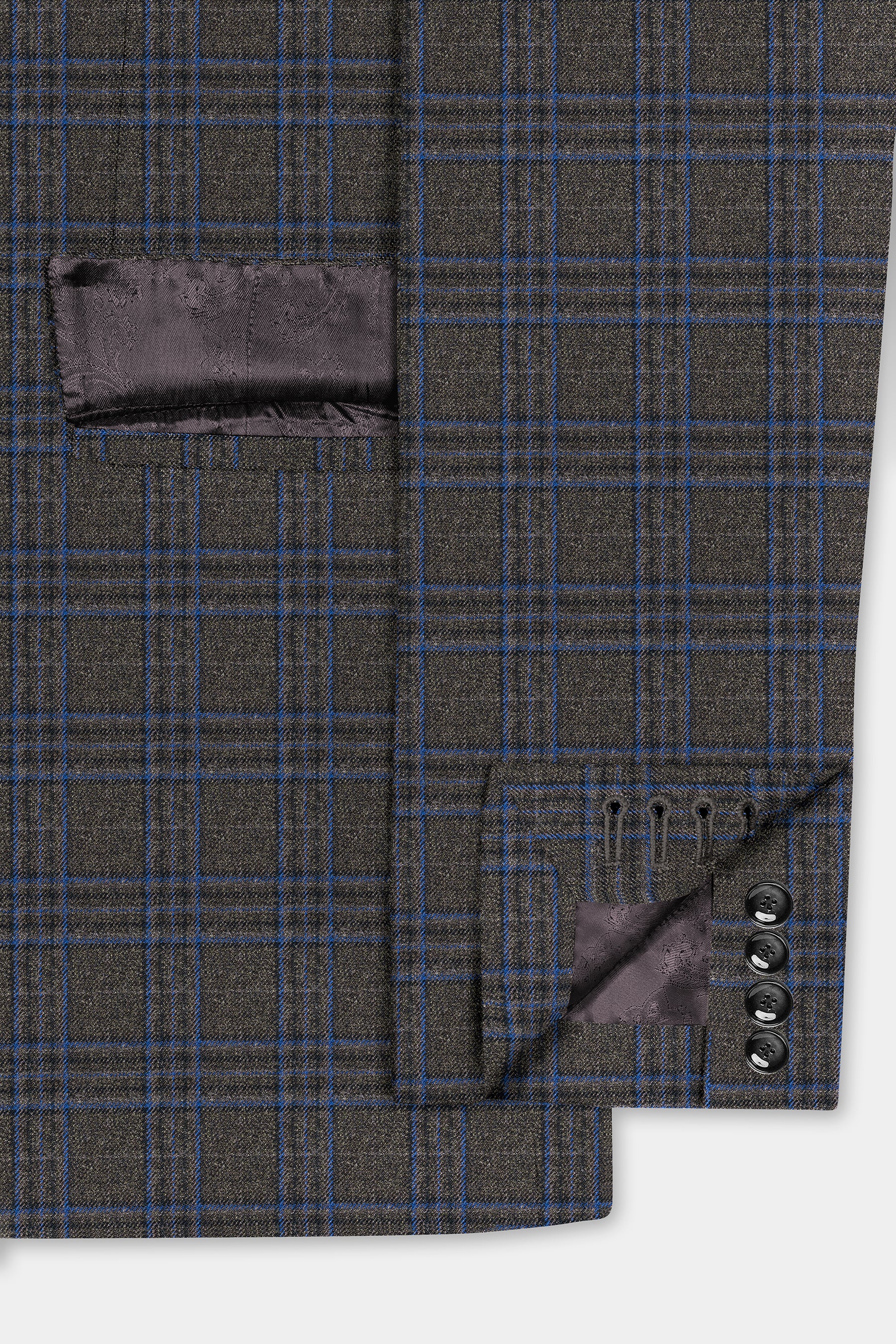Shark Gray with Chambray Blue Plaid Tweed Suit