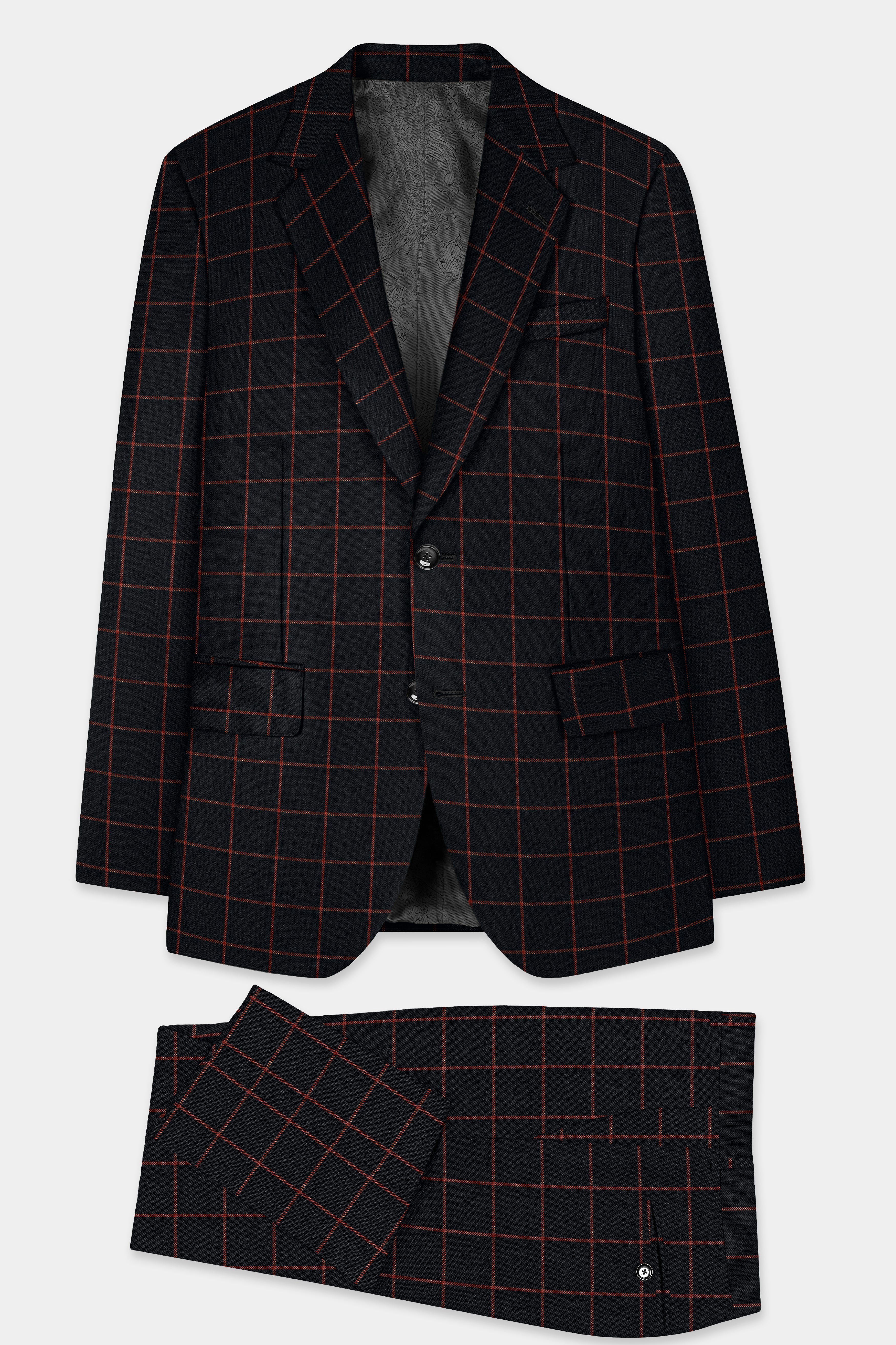 Moccaccino Brown Windowpane Tweed Suit