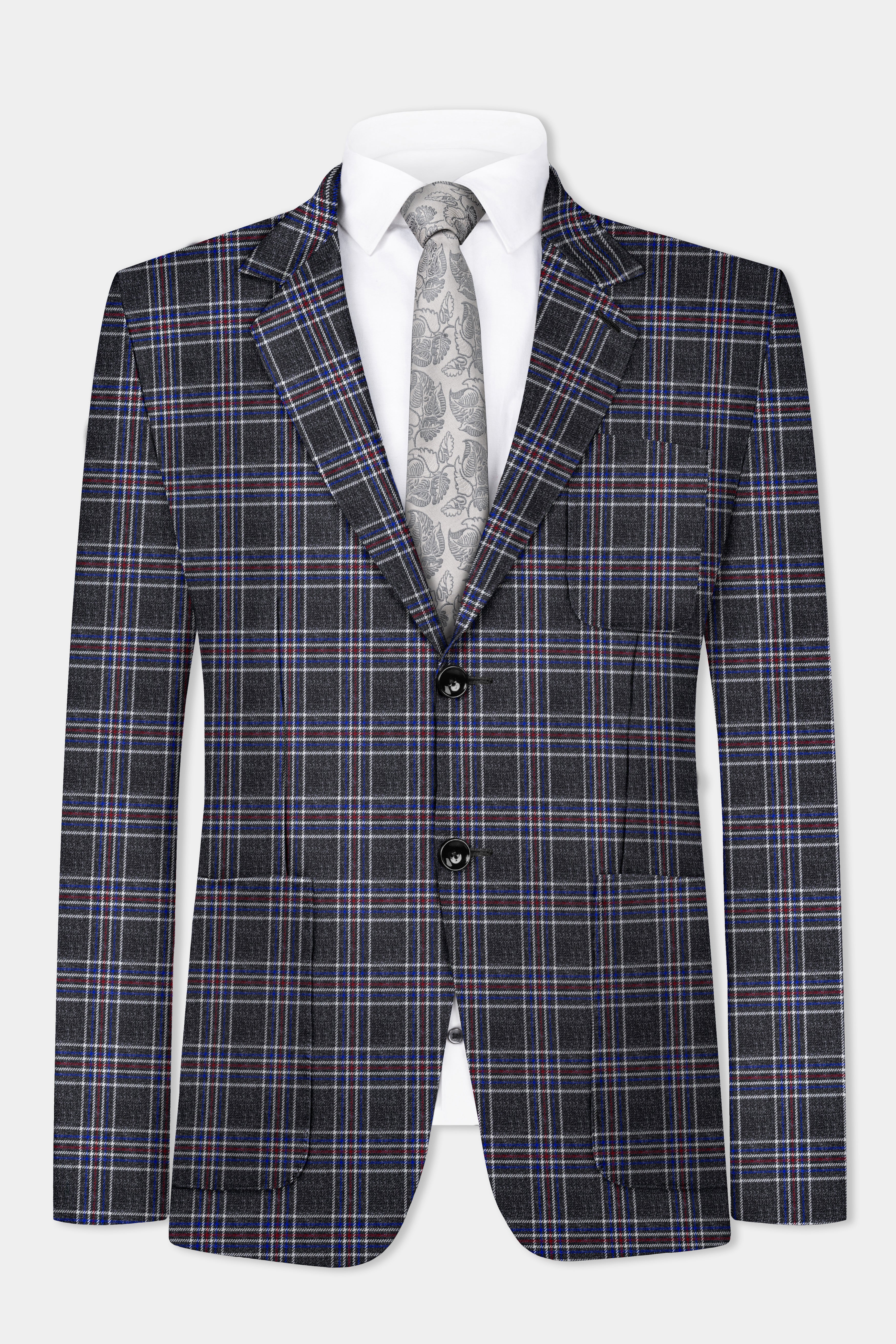Tuatara Gray Multicolour Plaid Tweed Suit