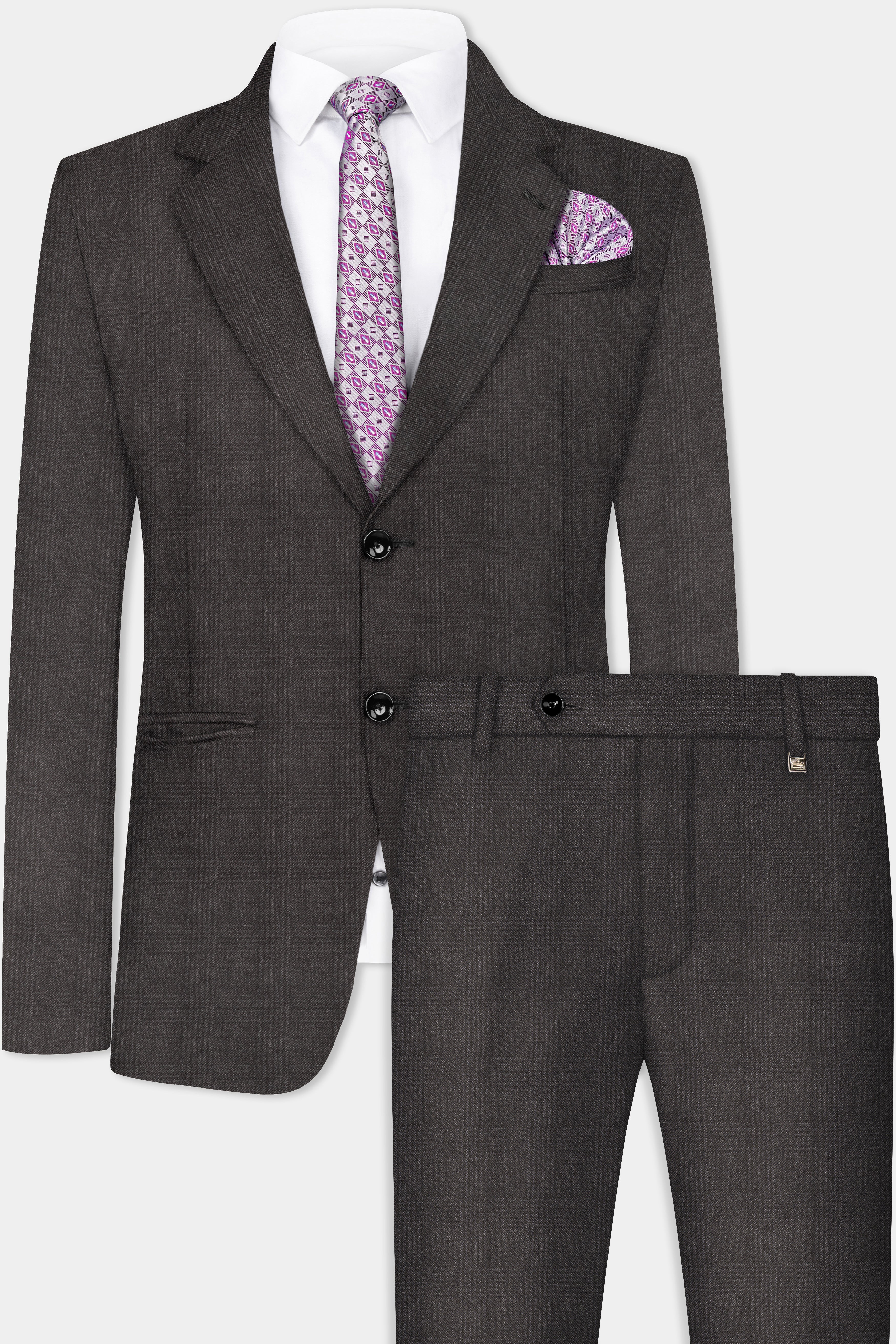 Piano Brown Plaid Tweed Suit