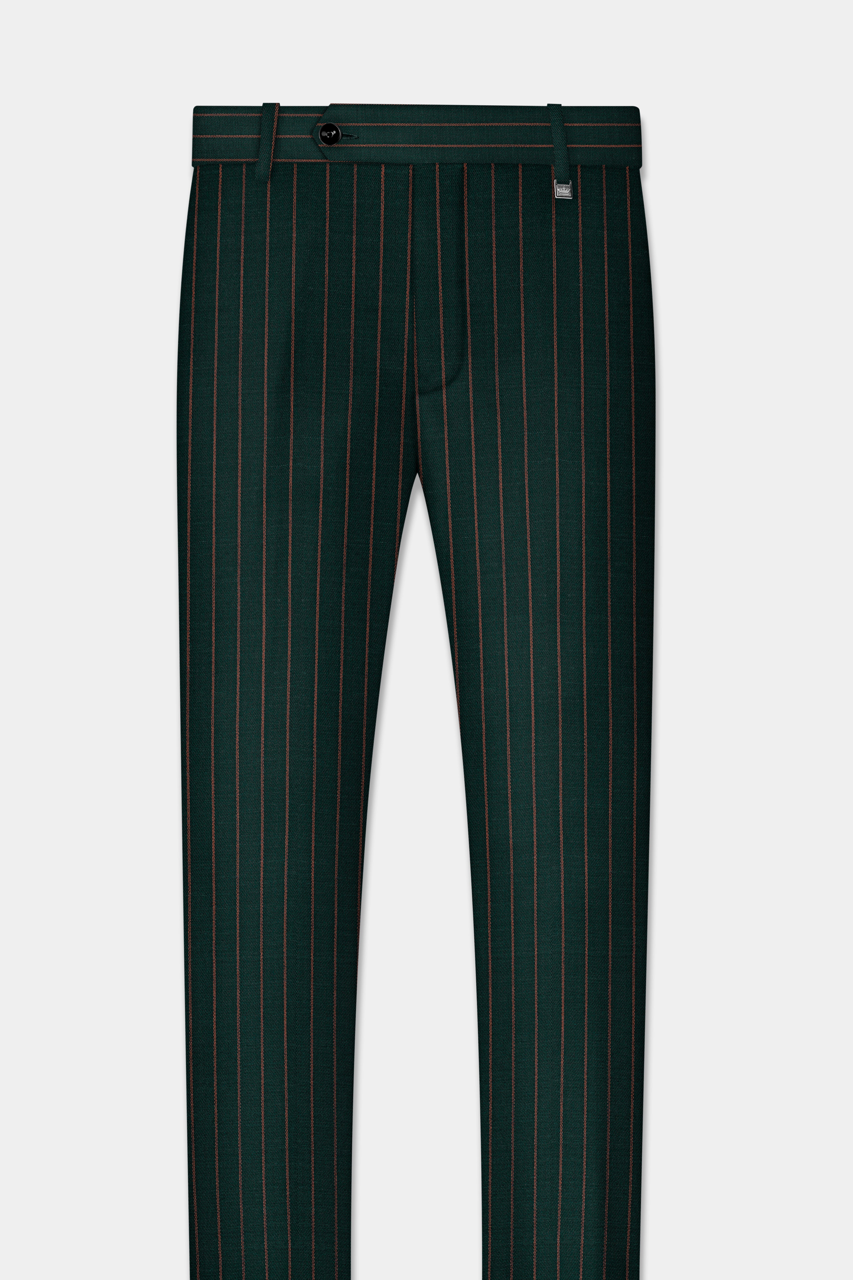 Swamp Green Striped Wool Blend Suit