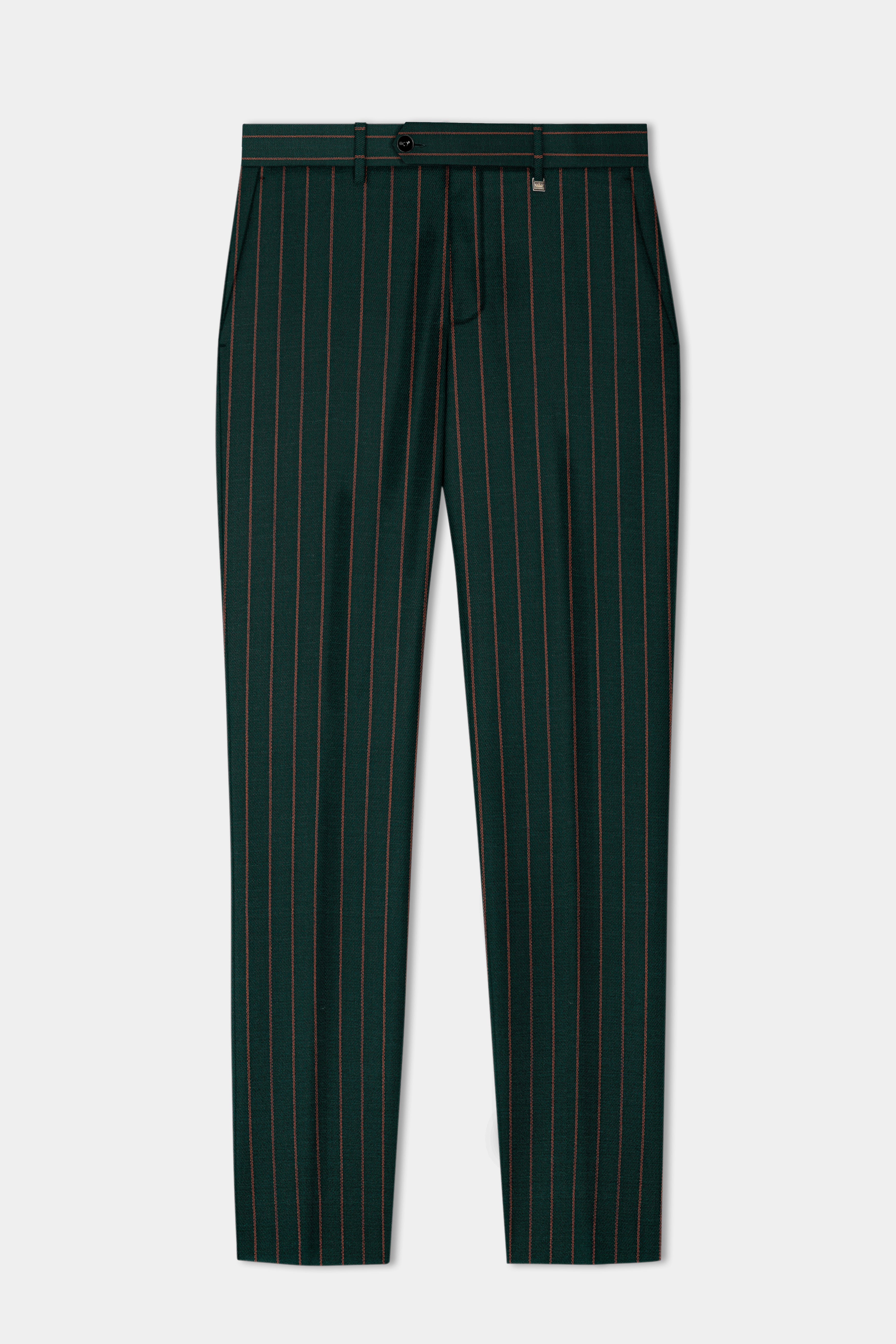 Swamp Green Striped Wool Blend Suit