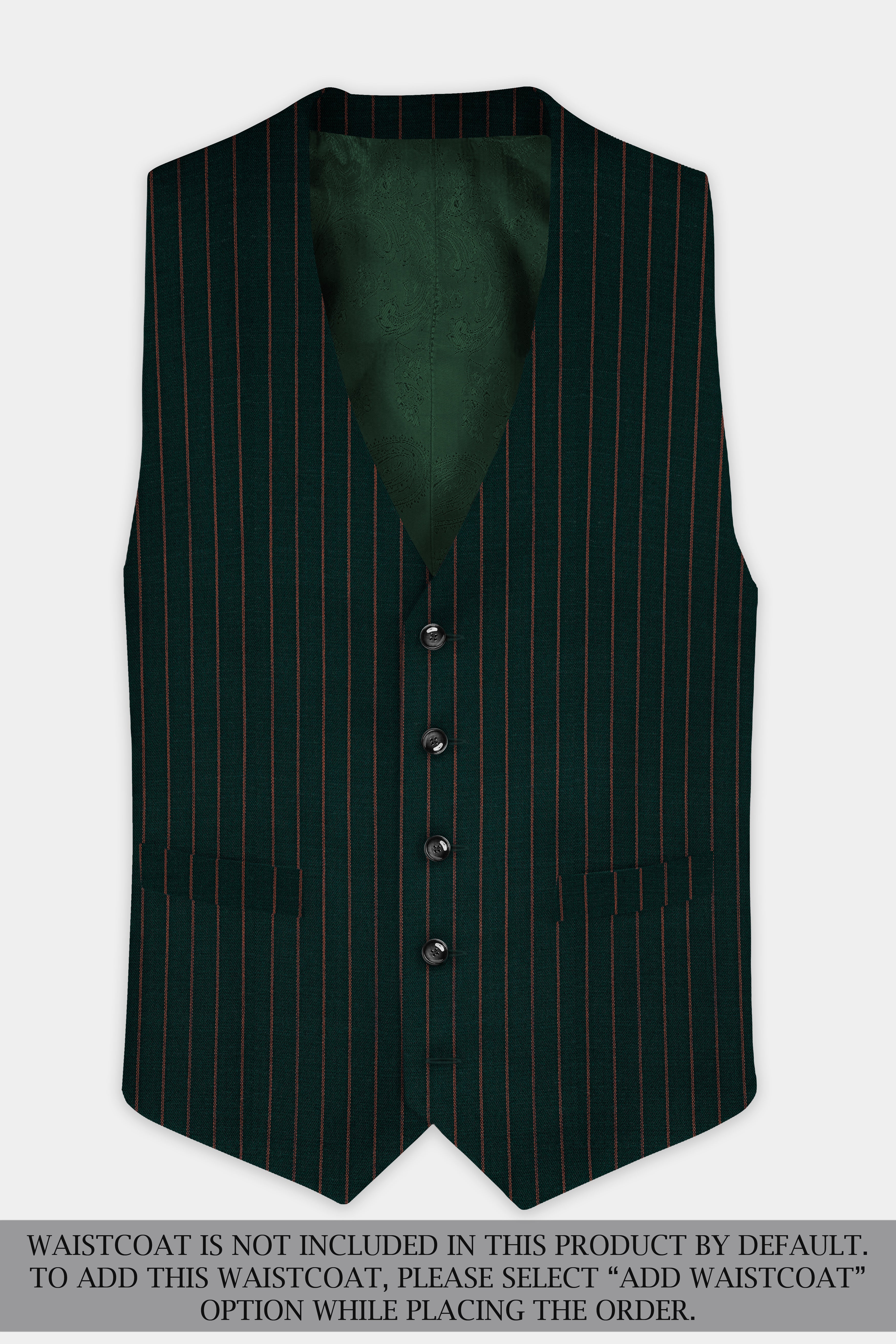 Swamp Green Striped Wool Blend Suit