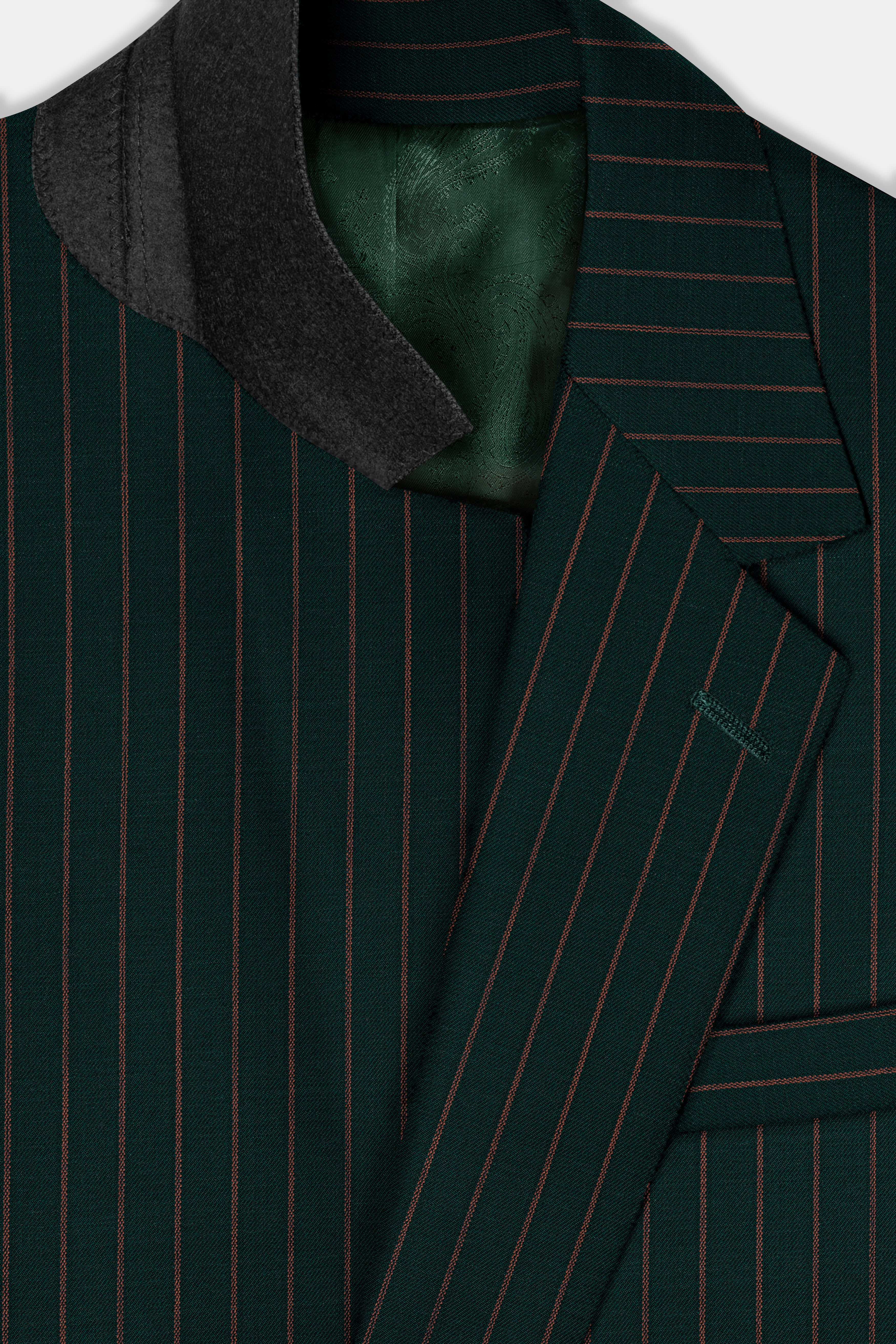 Swamp Green Striped Wool Blend Suit