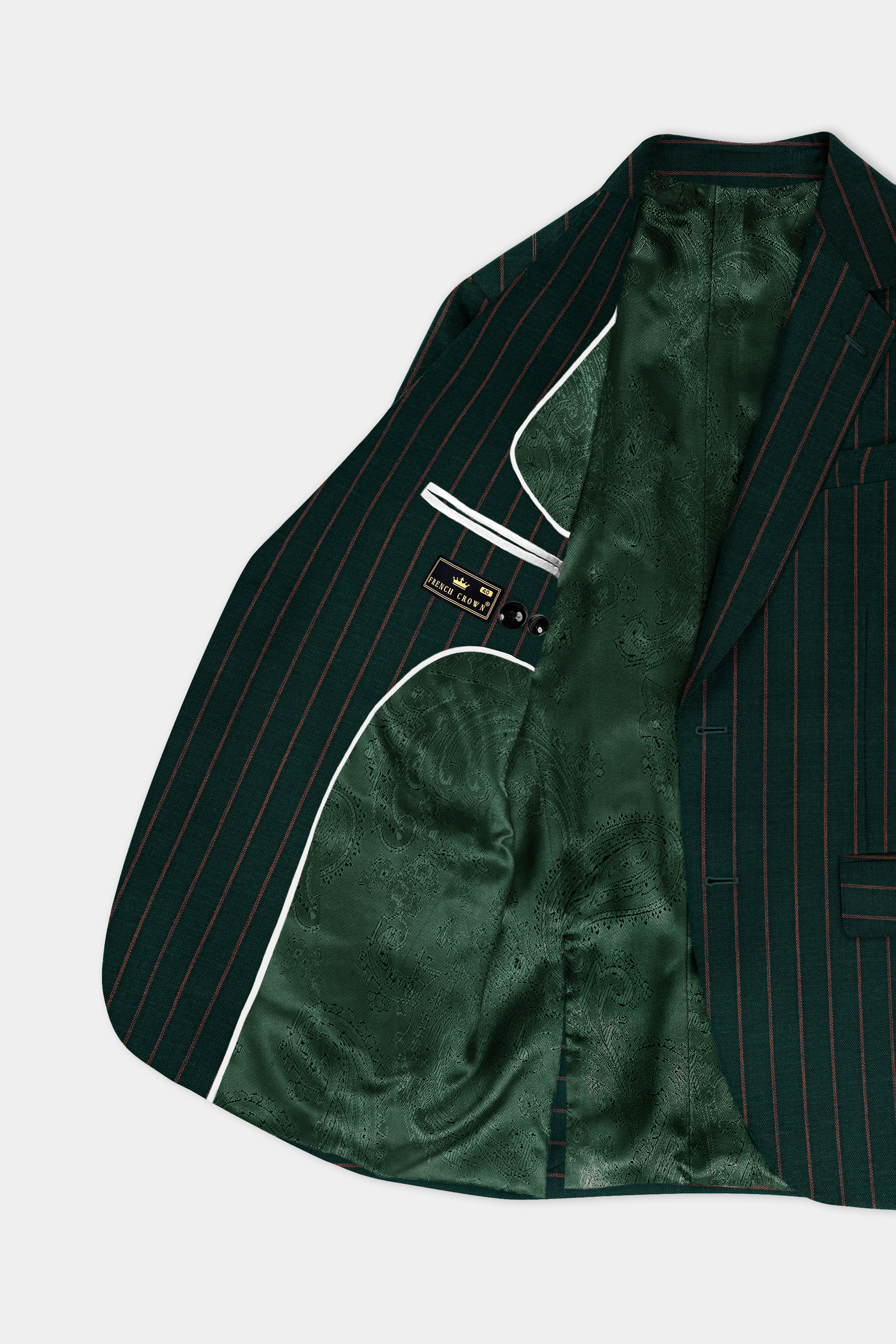 Swamp Green Striped Wool Blend Suit