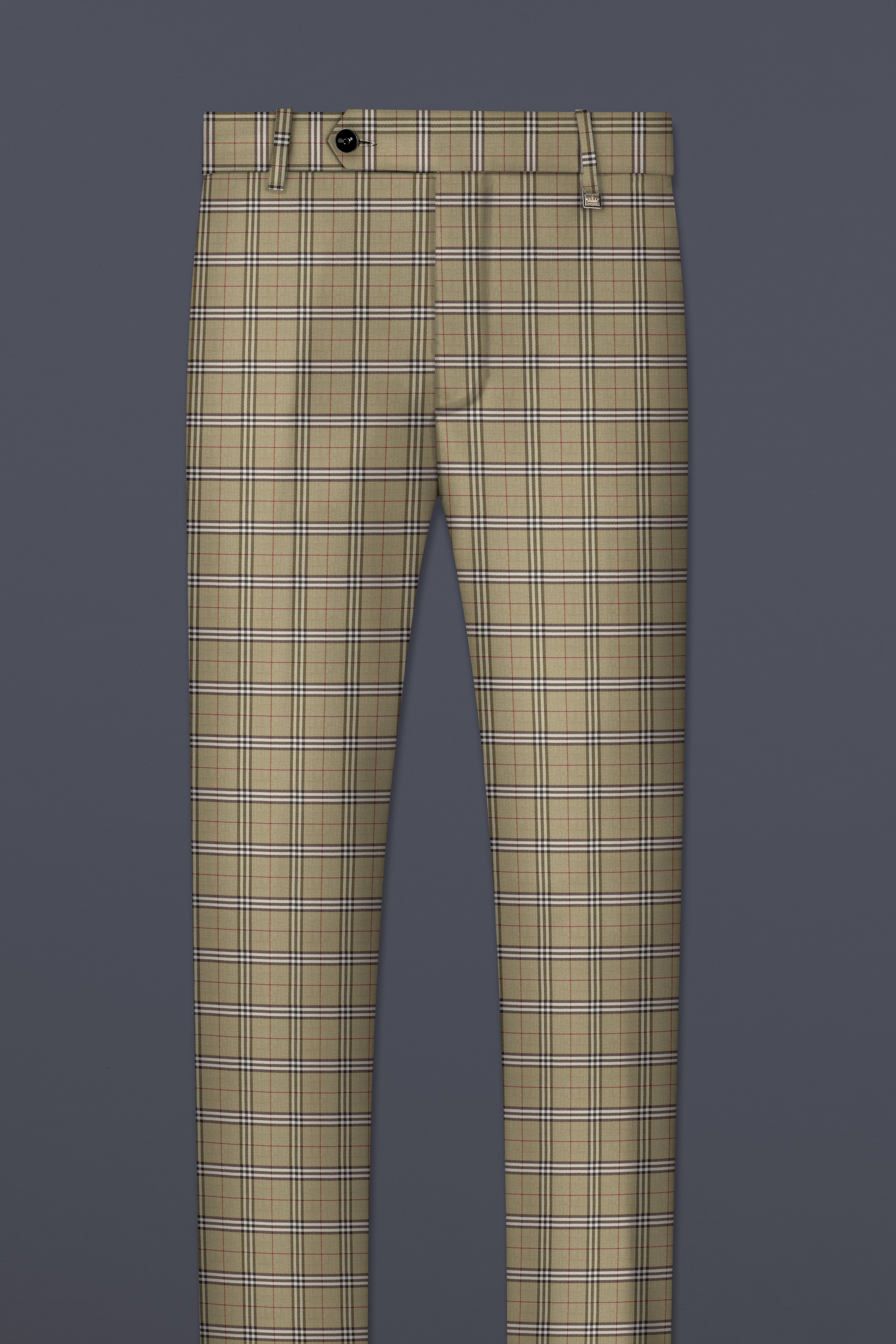 Sandrift Cream with White Plaid Wool Blend Suit