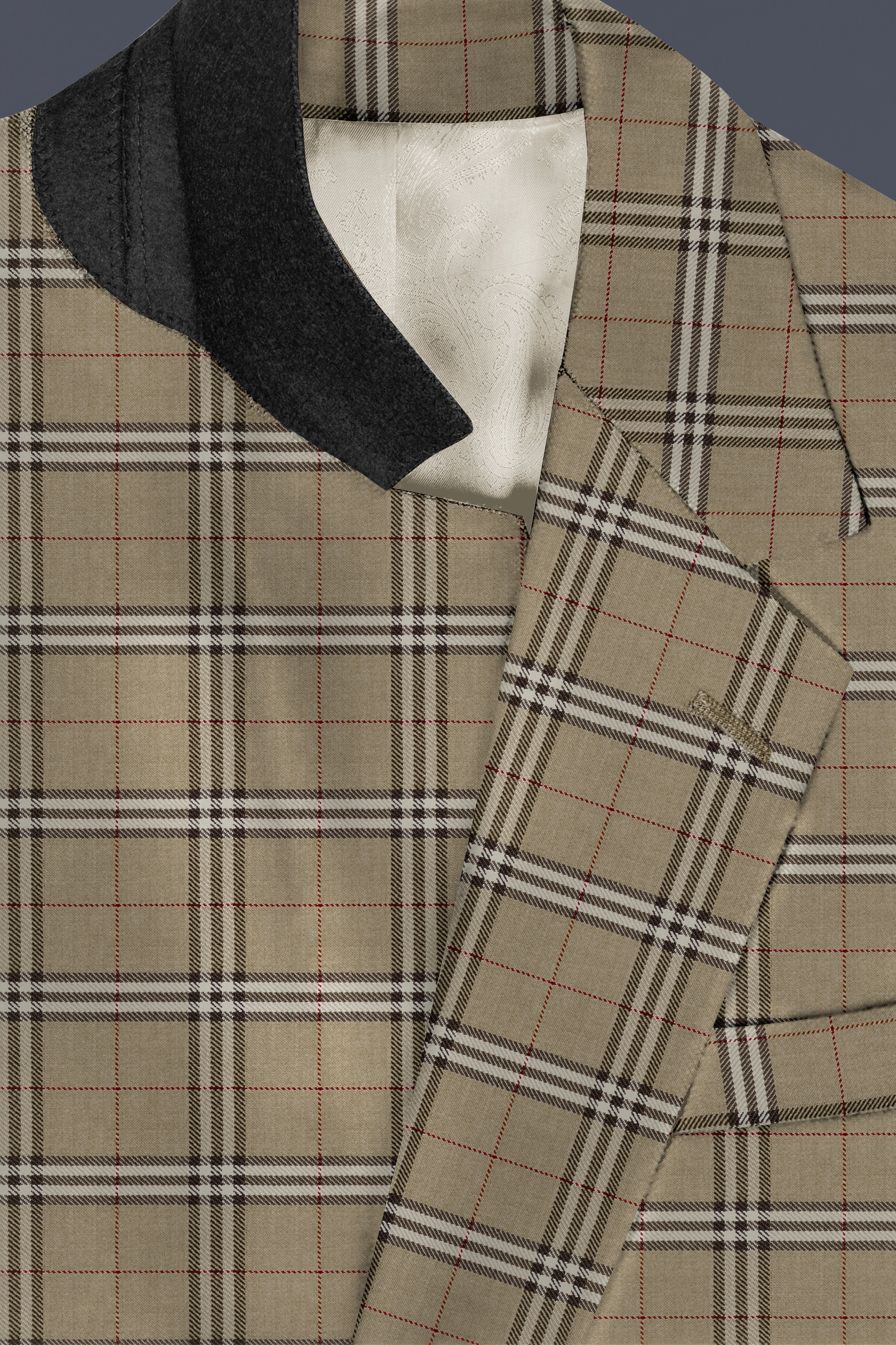 Sandrift Cream with White Plaid Wool Blend Suit