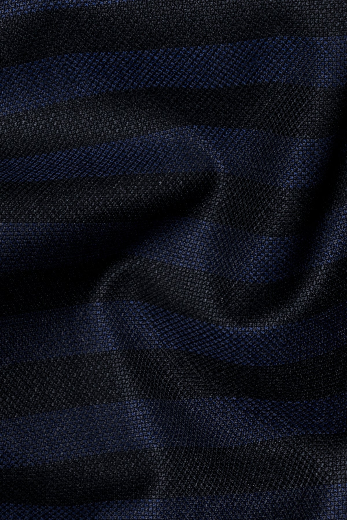 Mirage Blue and Black Horizontal Striped Wool Blend Suit