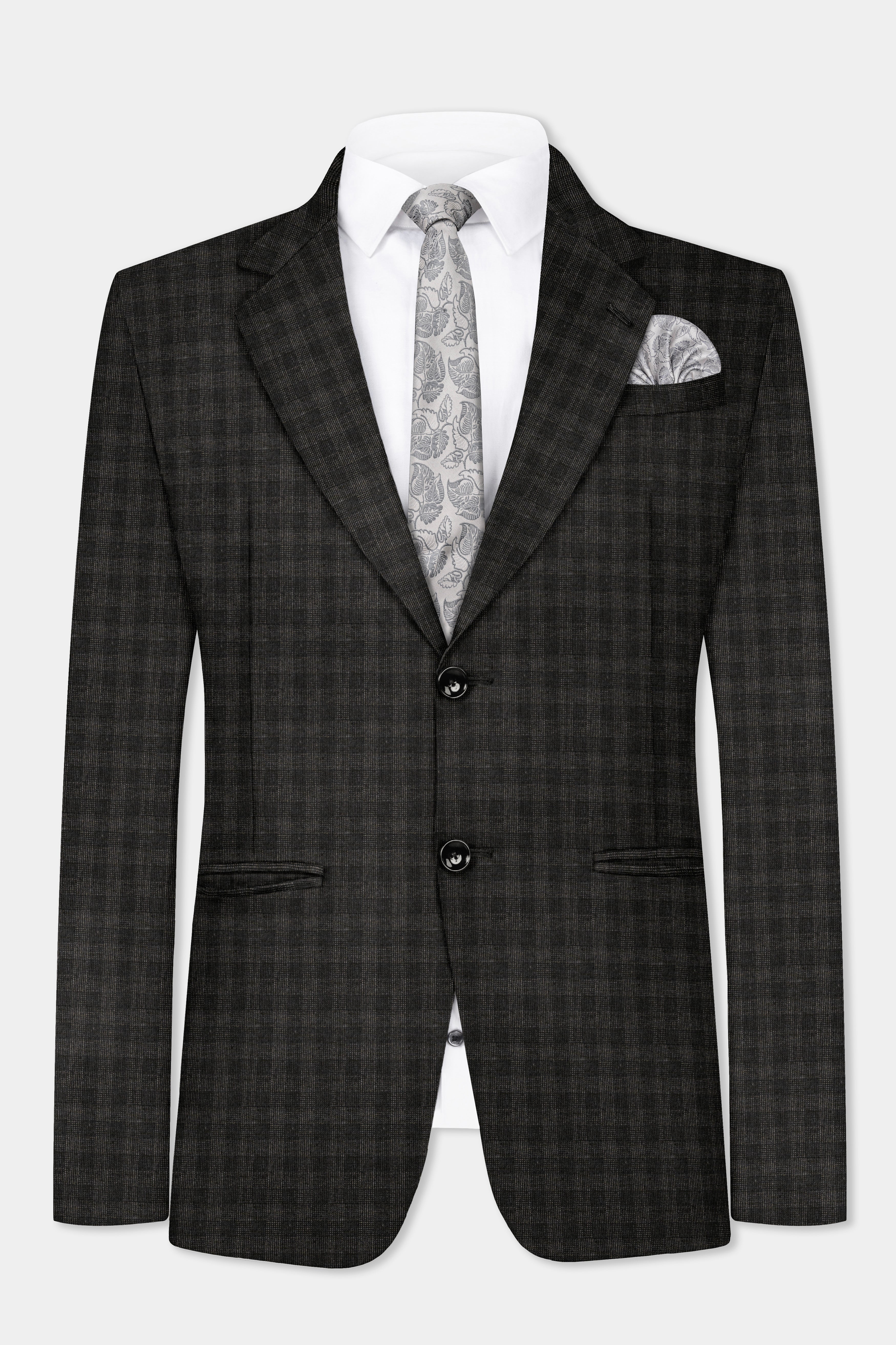Thunder Brown Plaid Wool Blend Suit