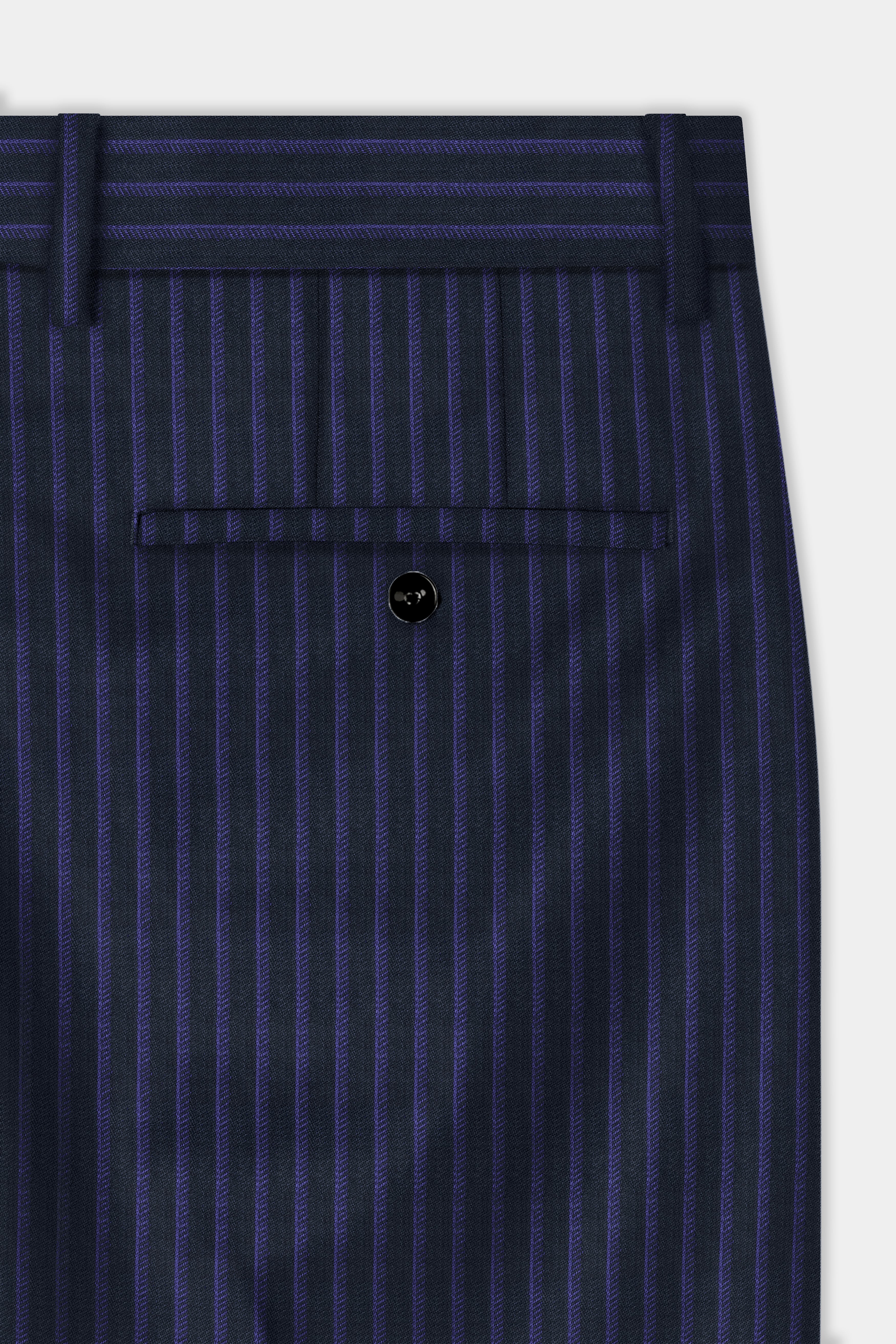 Shark Black with Blue Zodiac Striped Wool Blend Suit