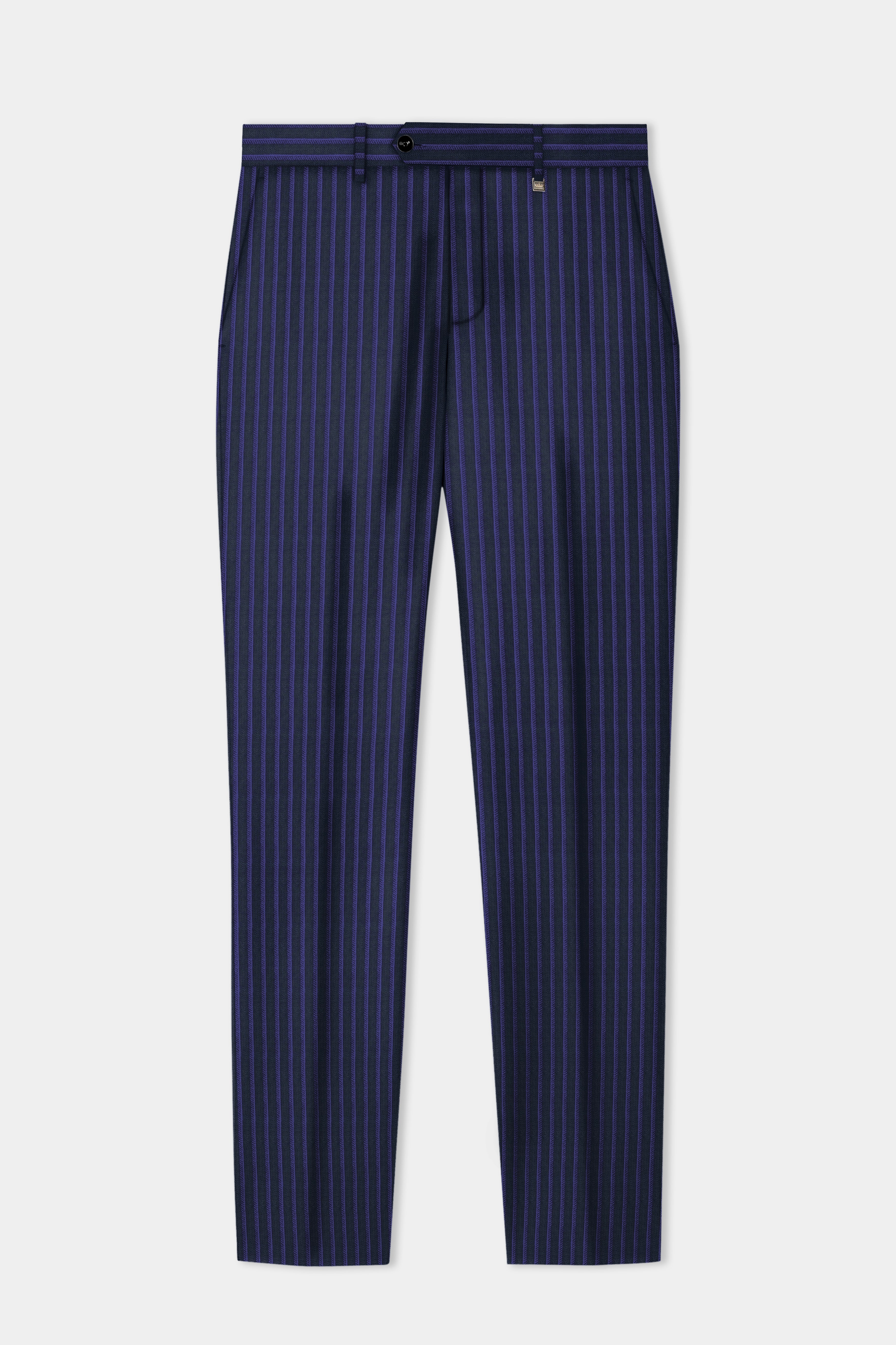 Shark Black with Blue Zodiac Striped Wool Blend Suit