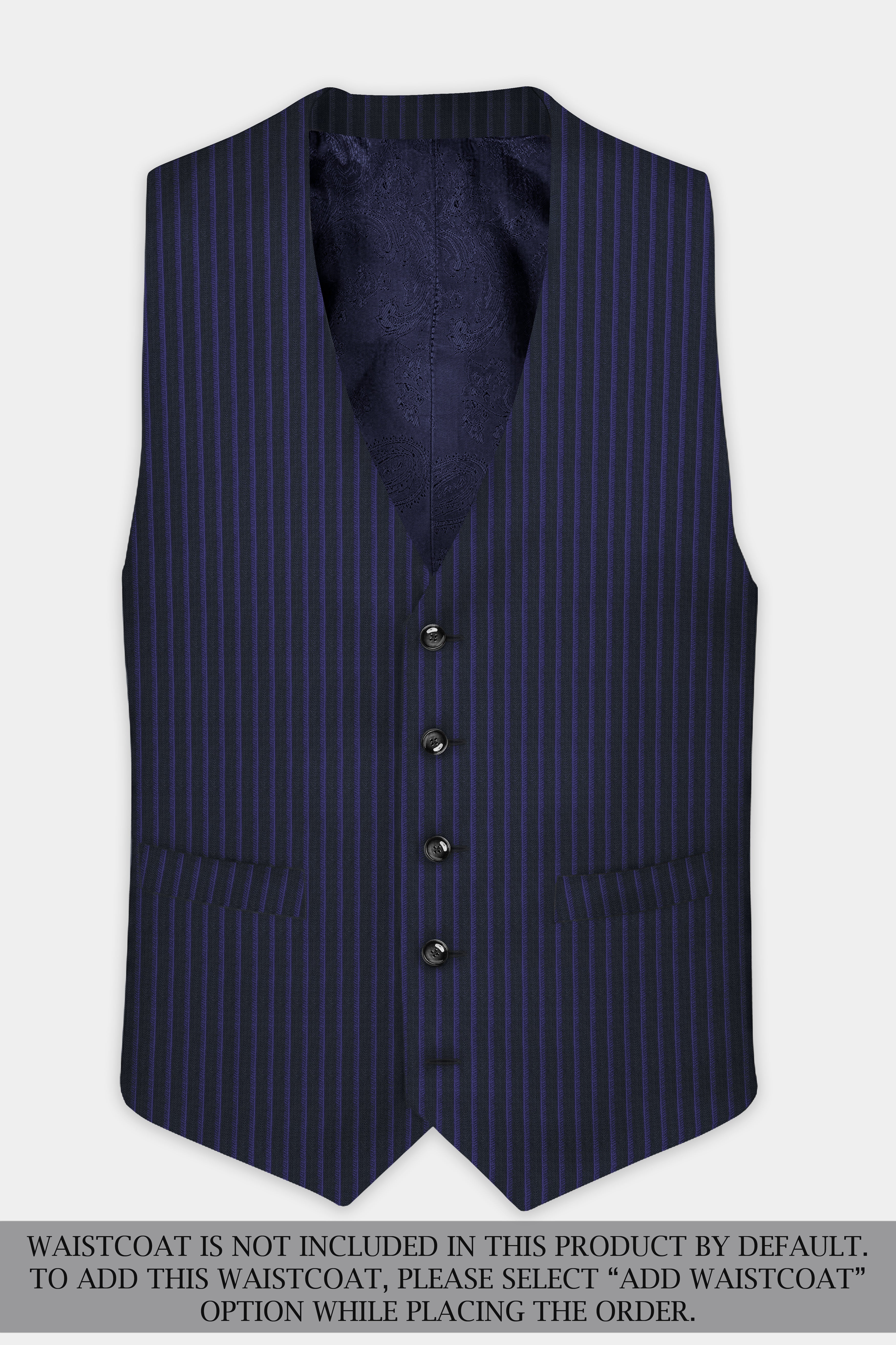 Shark Black with Blue Zodiac Striped Wool Blend Suit